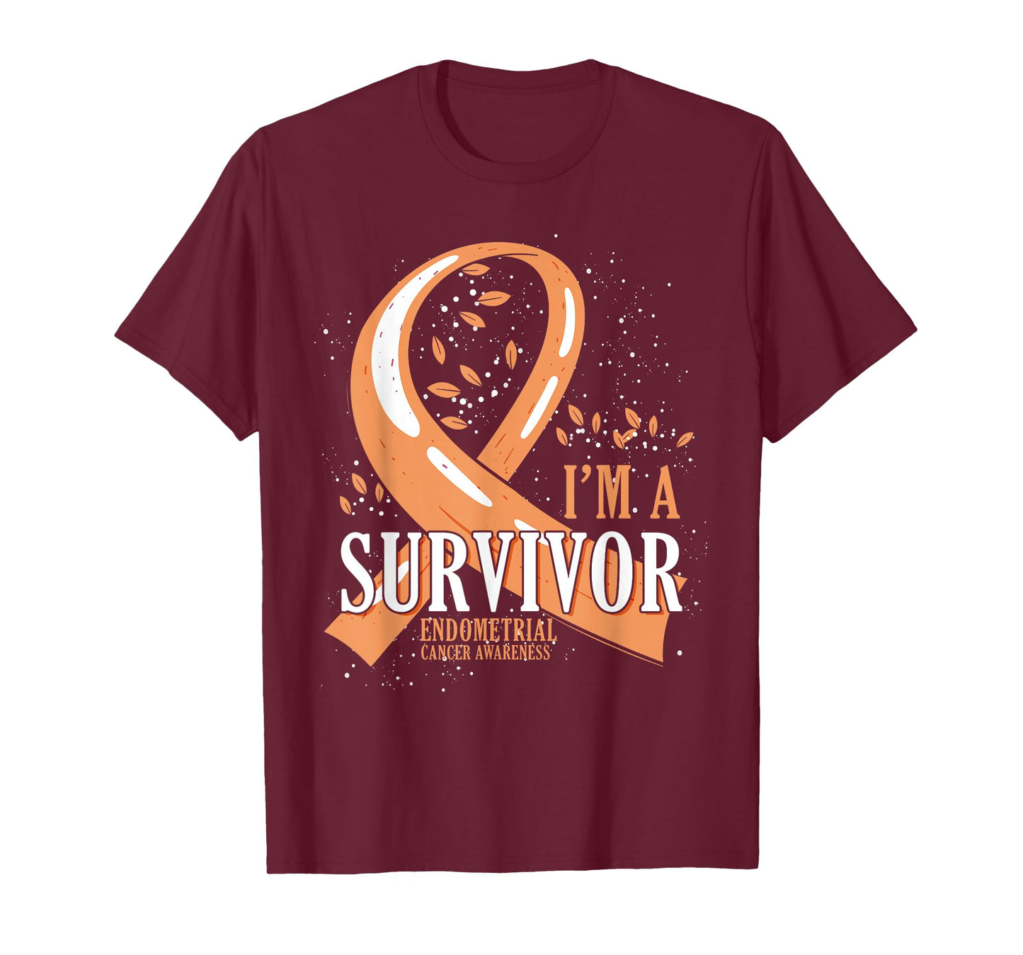 Cancer Survivor Peach Ribbon Endometrial Cancer Awareness T-Shirt
