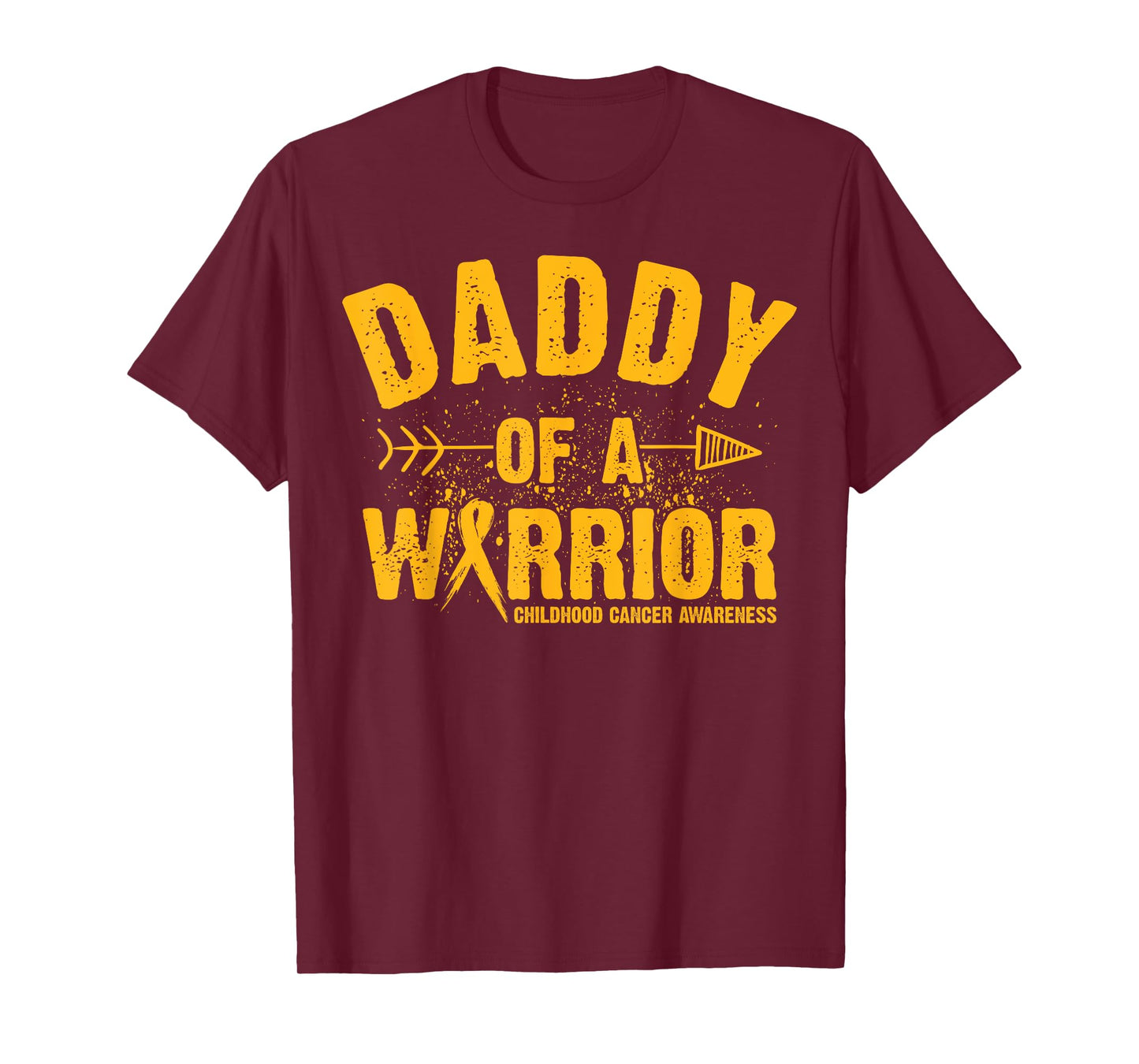 Daddy of A Warrior Childhood Cancer Awareness Ribbon Vintage T-Shirt