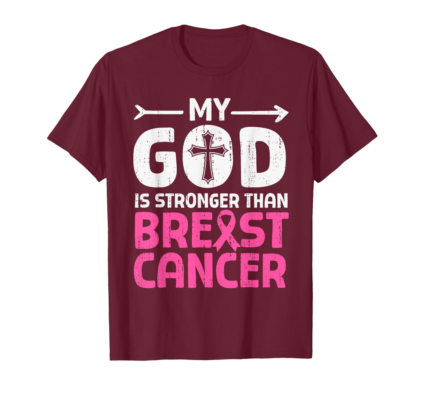 God Stronger Breast Cancer Awareness Christian Religious T-Shirt