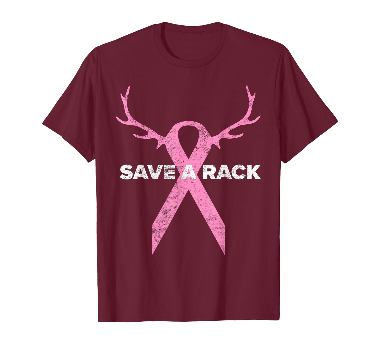 Save A Rack Breast Cancer Awareness Pink Ribbon Deer Antlers T-Shirt