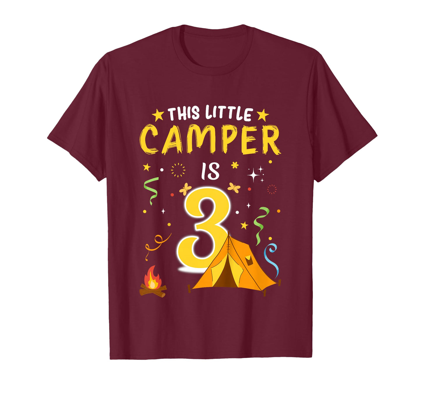 Kids 3 Year Old Camper Kids 3rd Birthday Camping Costume T-Shirt