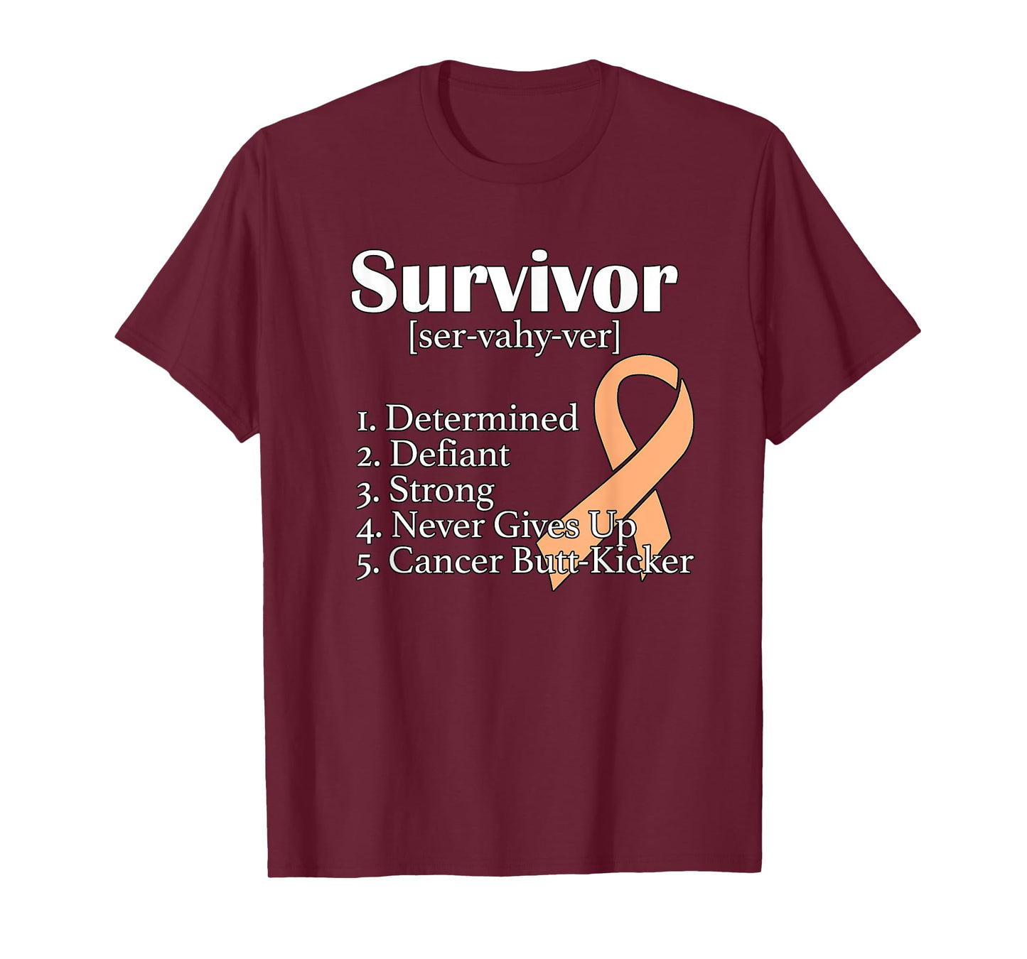 Uterine Cancer Survivor Gift Definition Peach Ribbon Novelty T-Shirt