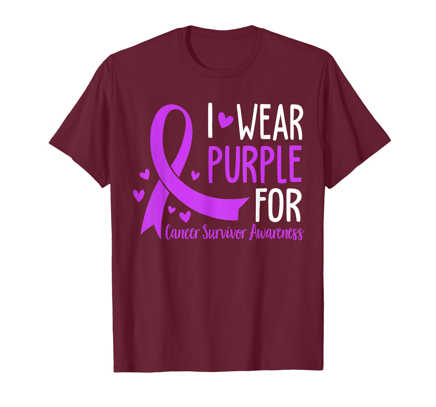 I Wear Purple For Cancer Survivor Awareness T-Shirt