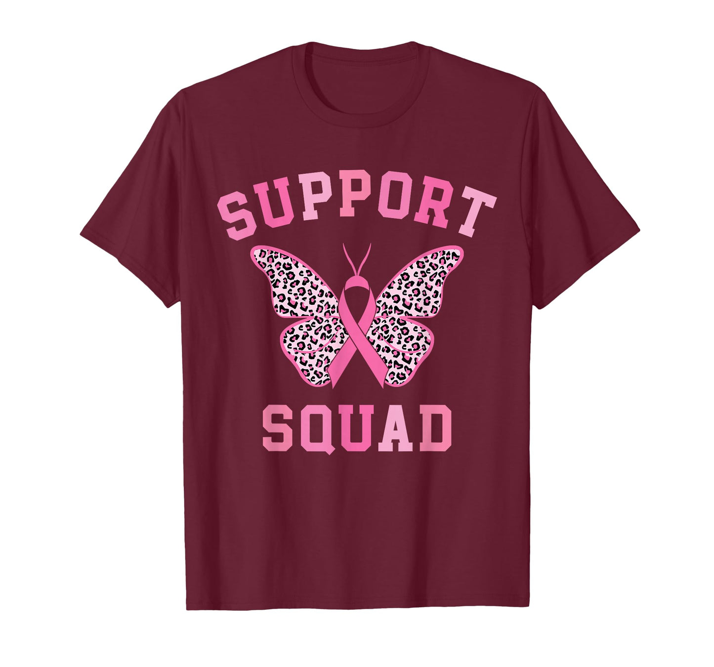Support Squad Breast Cancer Awareness Pink Ribbon Butterfly T-Shirt