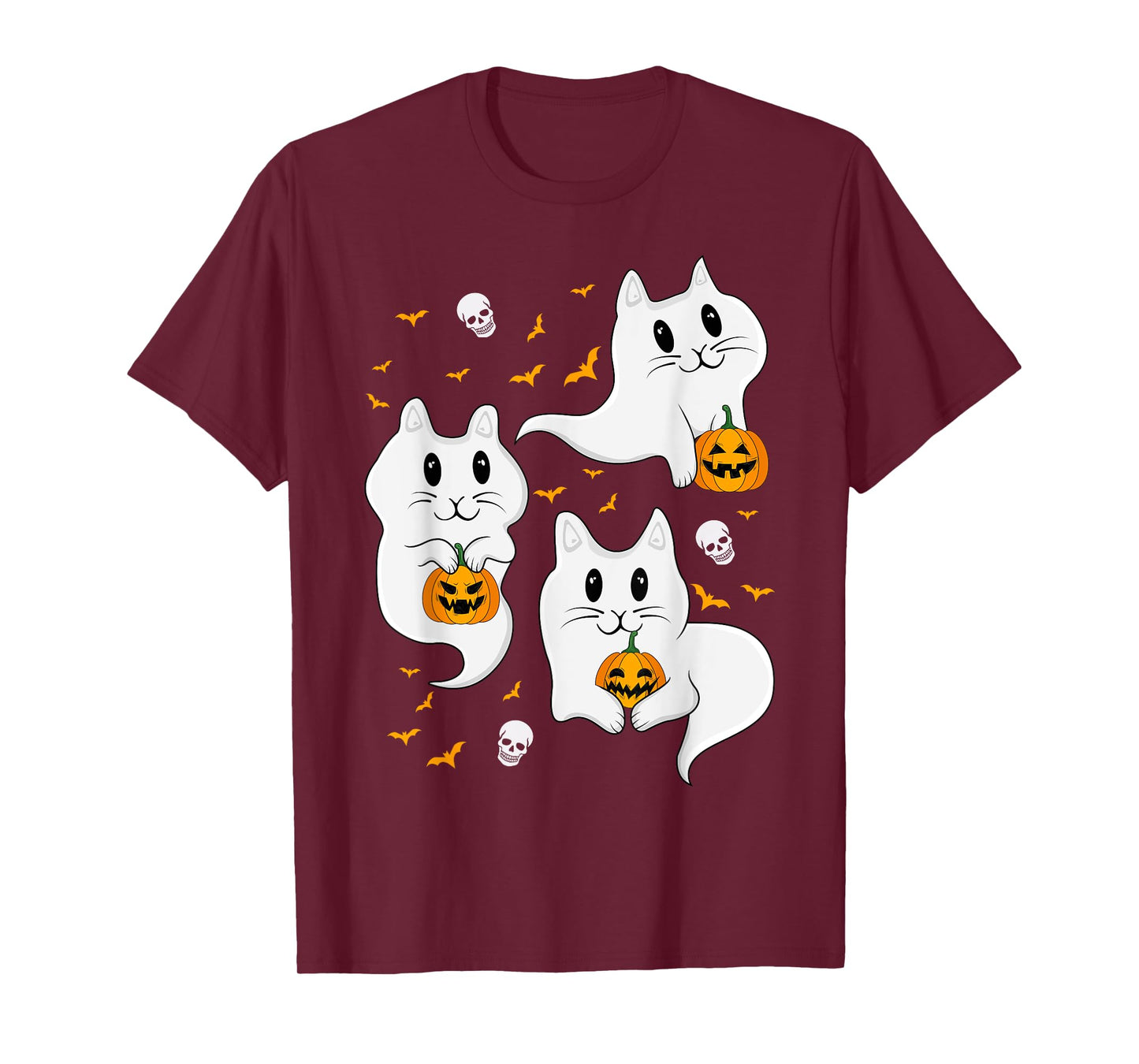 Cat Ghost Halloween Costume Funny Ghost Boo Cat Spooky T-Shirt