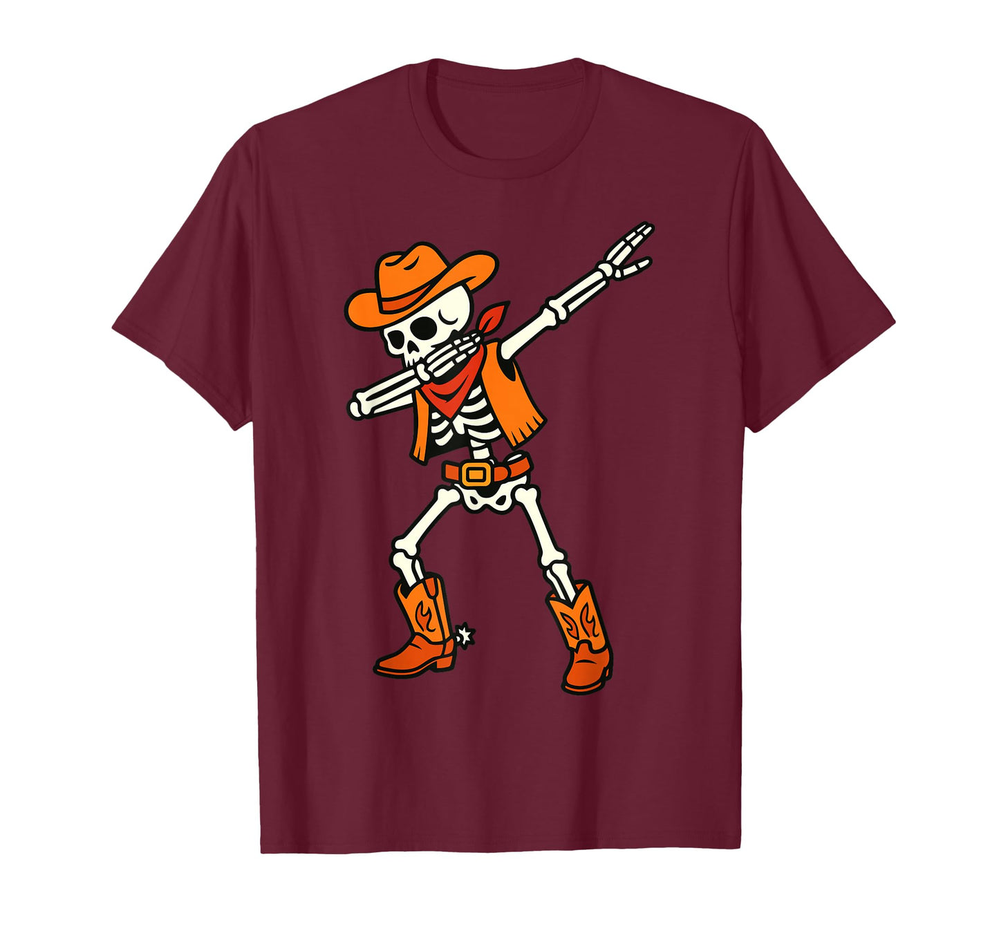 Skeleton Cowboy Dab Funny Halloween Western Style T-Shirt
