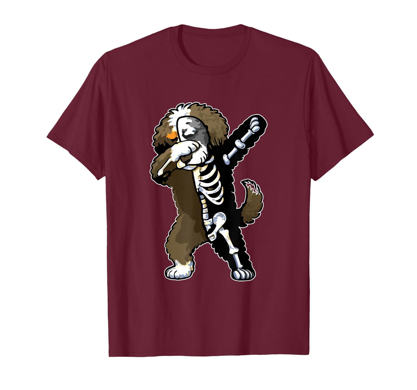 Dabbing Bernedoodle Half Skeleton Halloween Costume Owner T-Shirt