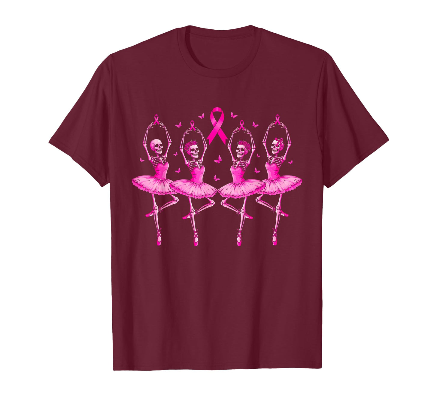 Funny Skeleton Pink Ribbon Breast Cancer Awareness T-Shirt