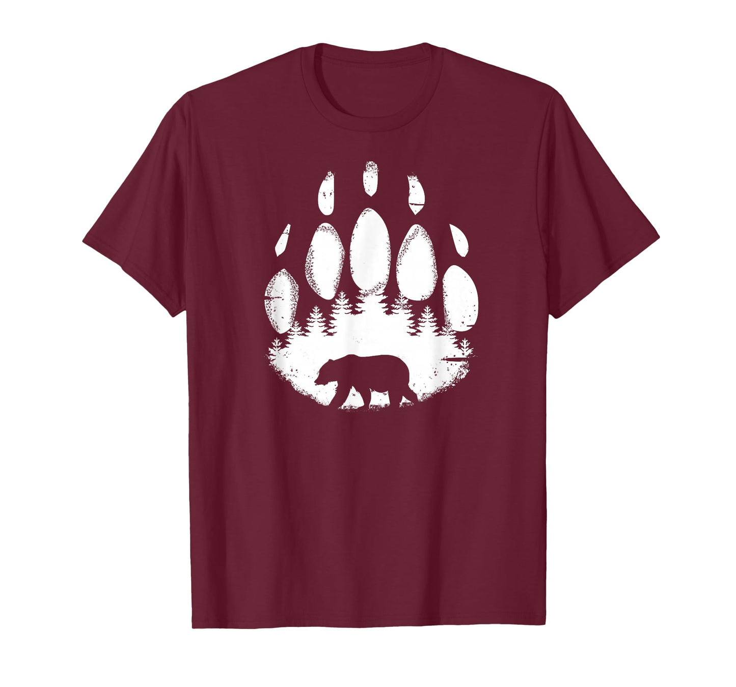 Bear Paw White Print Forest Animal Silhouette T-shirt T-Shirt