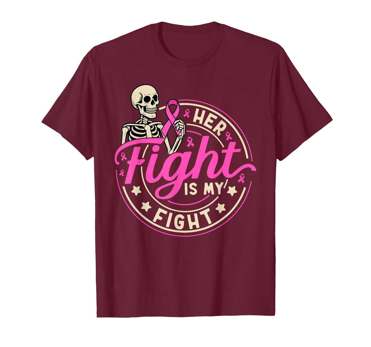 Her Fight is My Fight Breast Cancer Husband Pink Ribbon Men T-Shirt