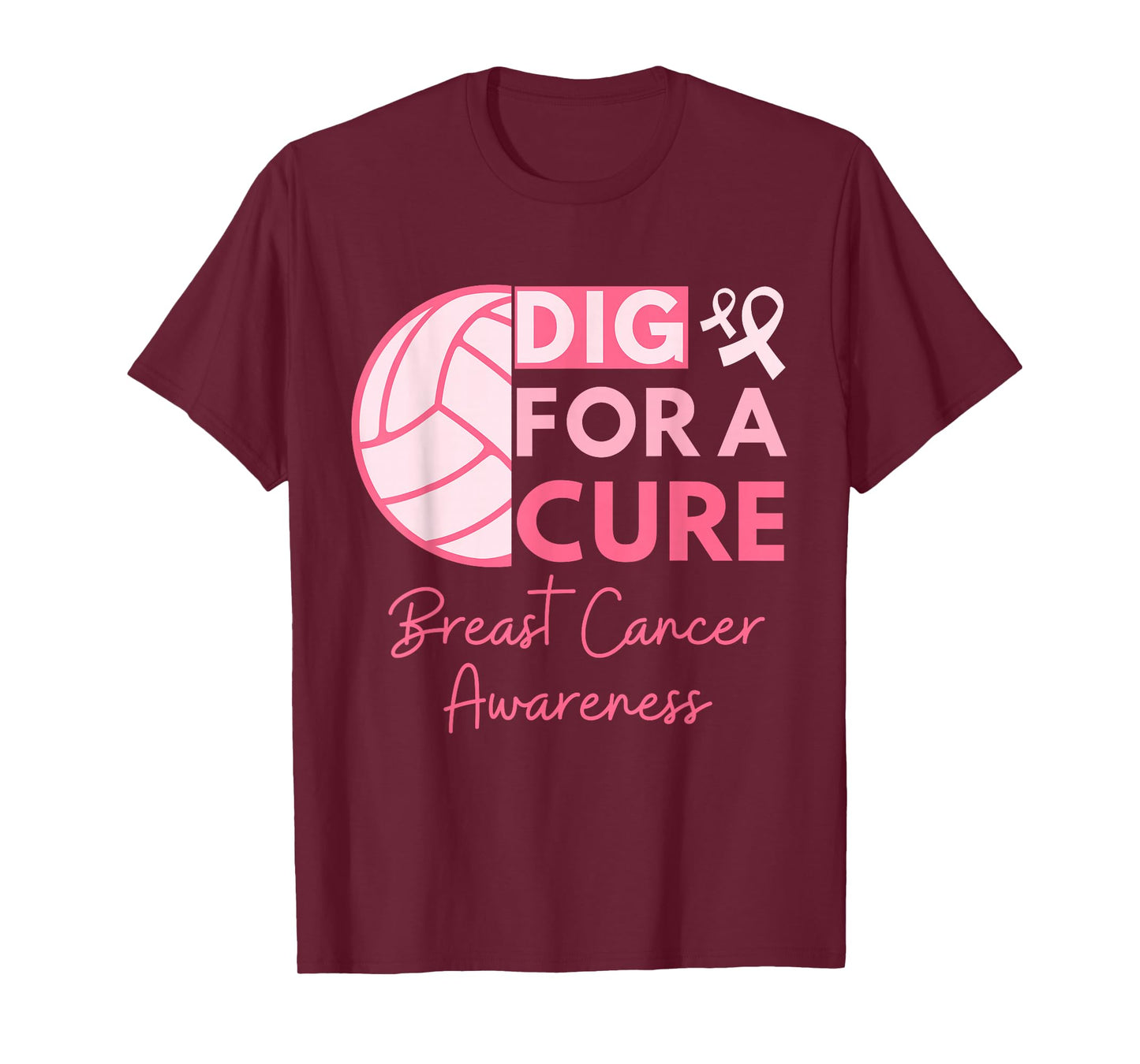 Breast Cancer Awareness Dig For A Cure Volleyball Pink Out T-Shirt