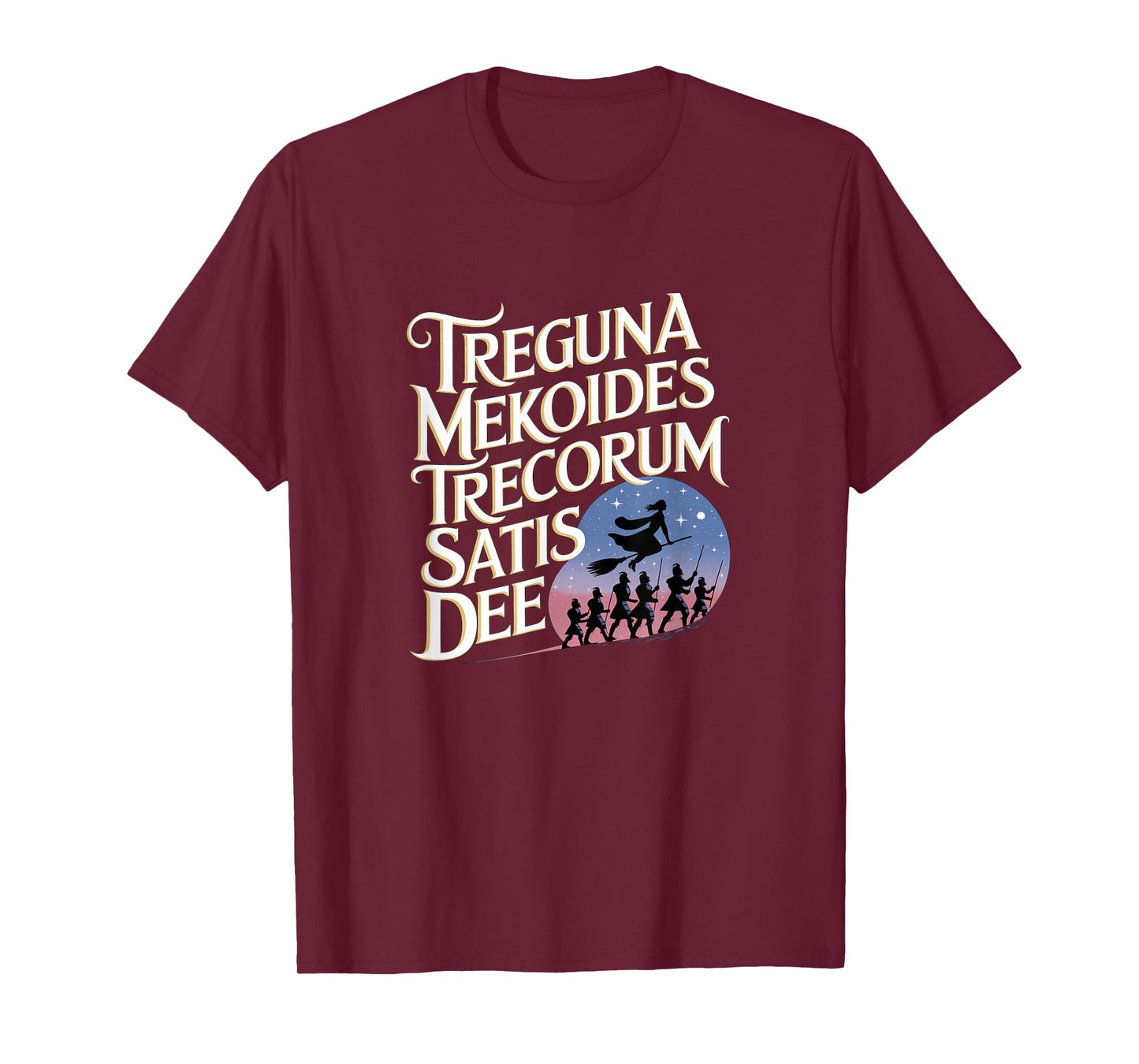Stage Notes Treguna Mekoides Vintage Bedknobs and Broomsticks Theatre T-Shirt - Black, Small, Unisex-Adult, Short Sleeve, T-Shirt, Polyester, Letter Print, Crew Neck, Regular Fit, US Sizing