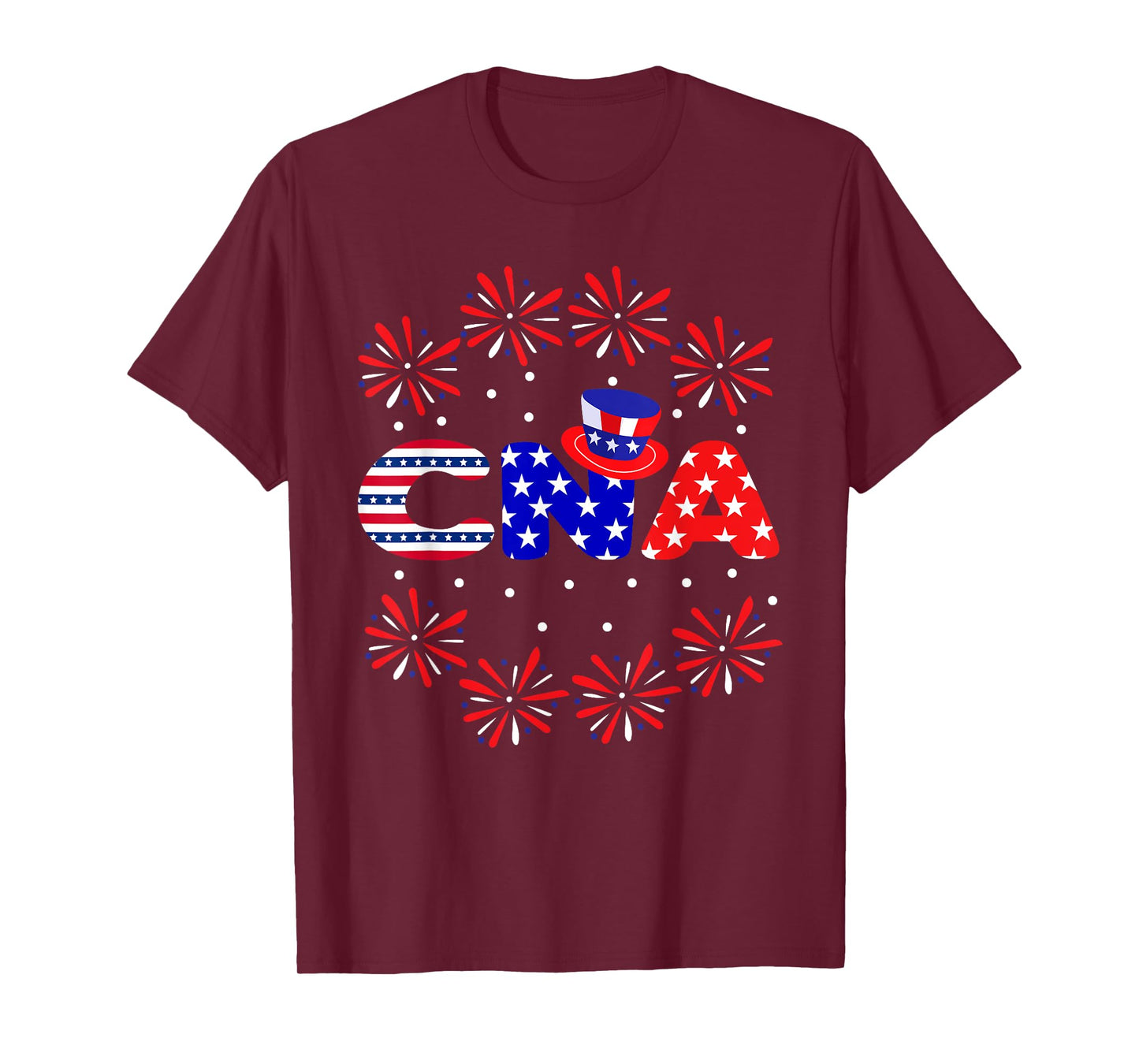 4th Of July CNA Nurse Red White Blue USA Flag Patriotic T-Shirt for Women Men