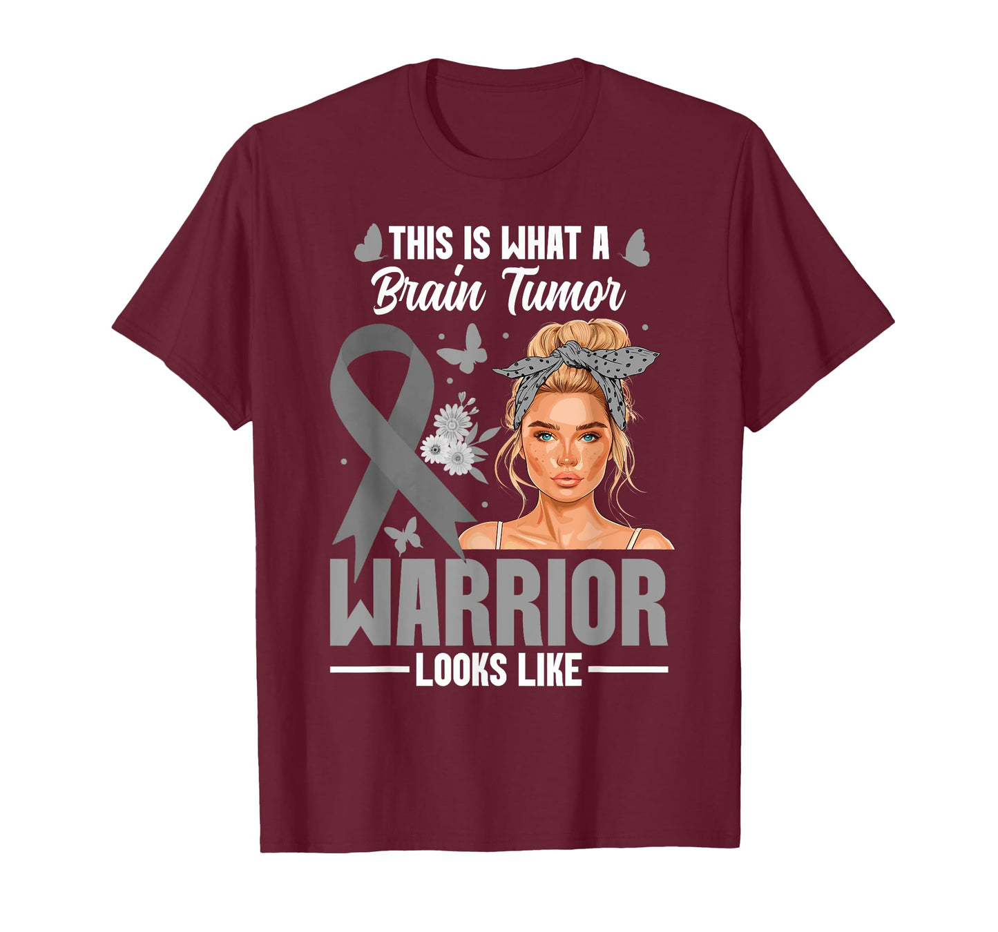 Glioblastoma Awareness Women Warrior Brain Tumor T-Shirt