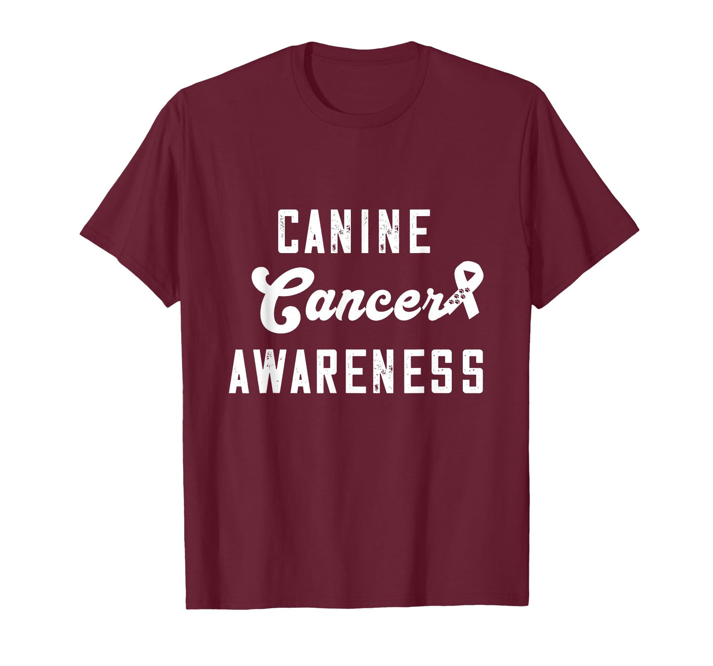 Canine Cancer Awareness Ribbon Paw Print Pet Cancer T-Shirt