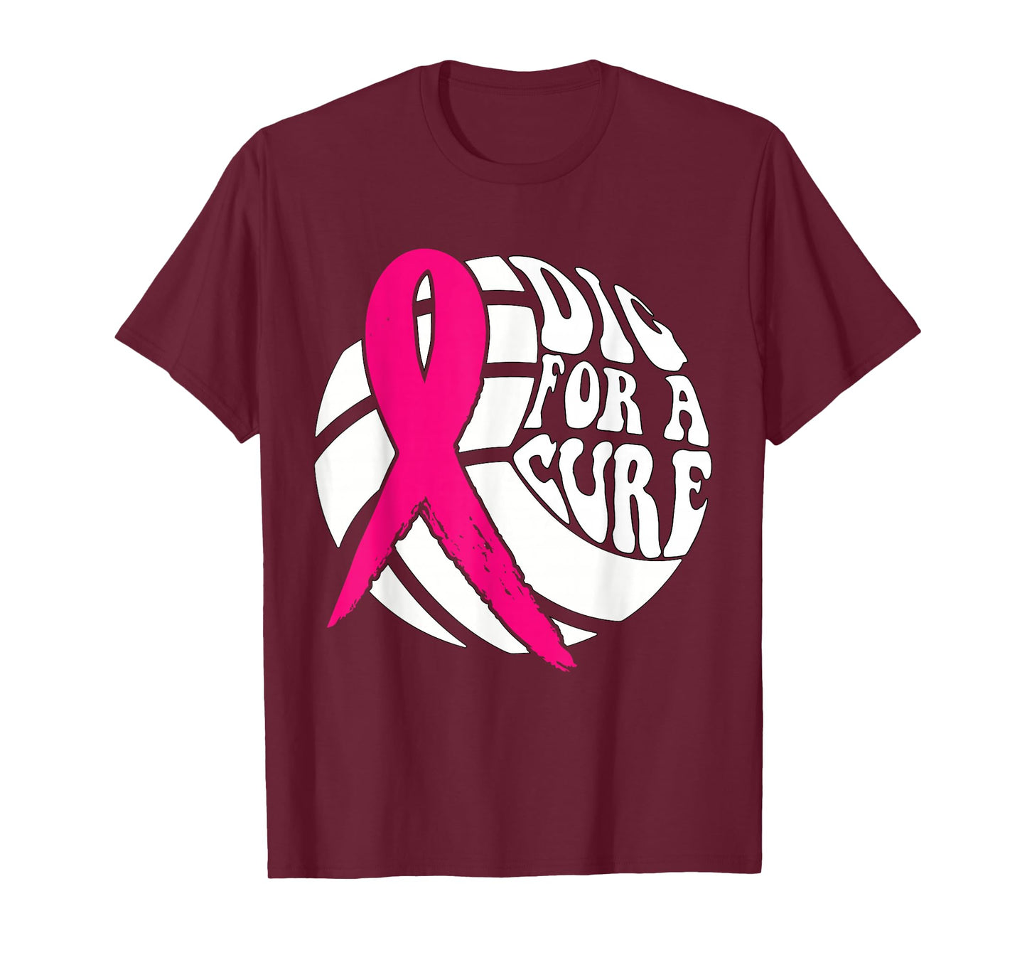 Dig For Cure Ribbon Volleyball Breast Cancer Awareness Pink T-Shirt