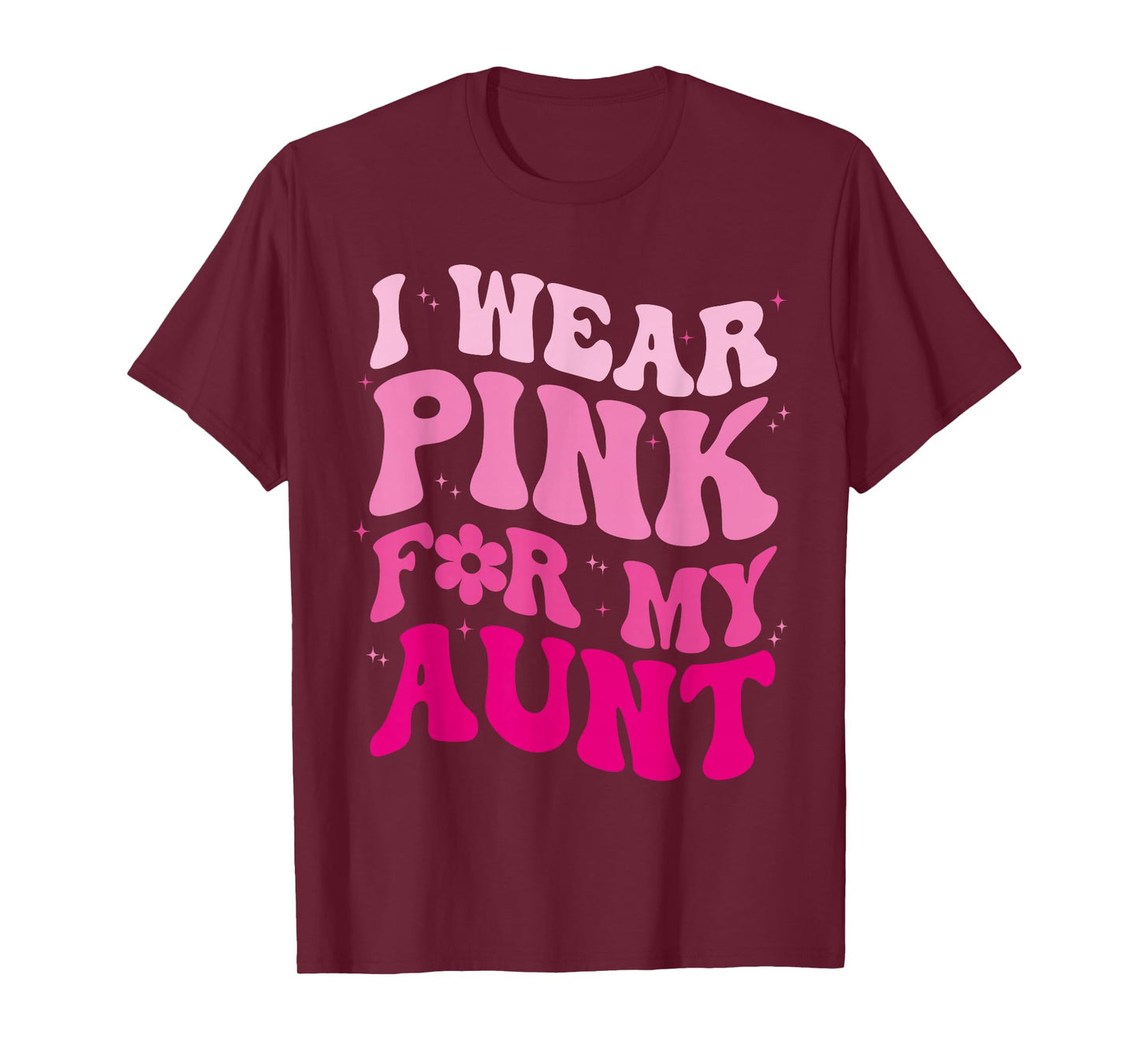 I Wear Pink for my Aunt Groovy Breast Cancer Women Kid Youth T-Shirt