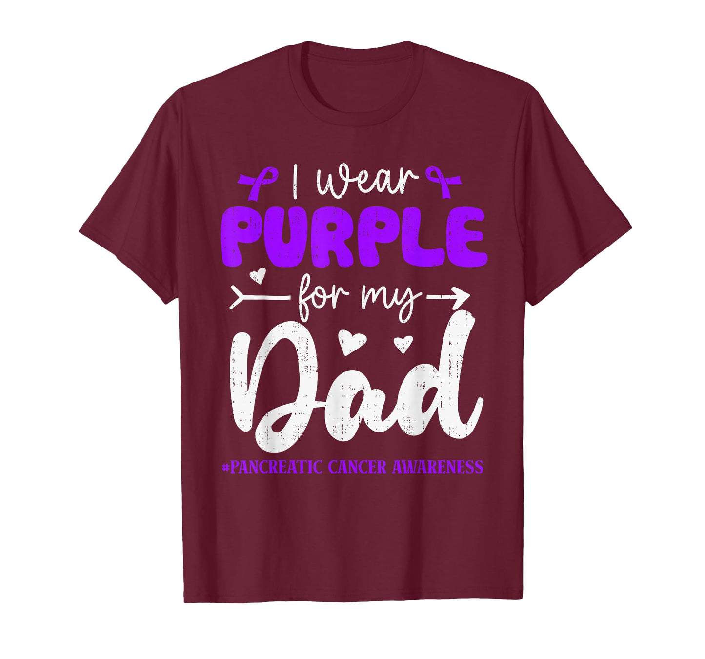 I Wear Purple for Dad Pancreatic Cancer Awareness Family T-Shirt
