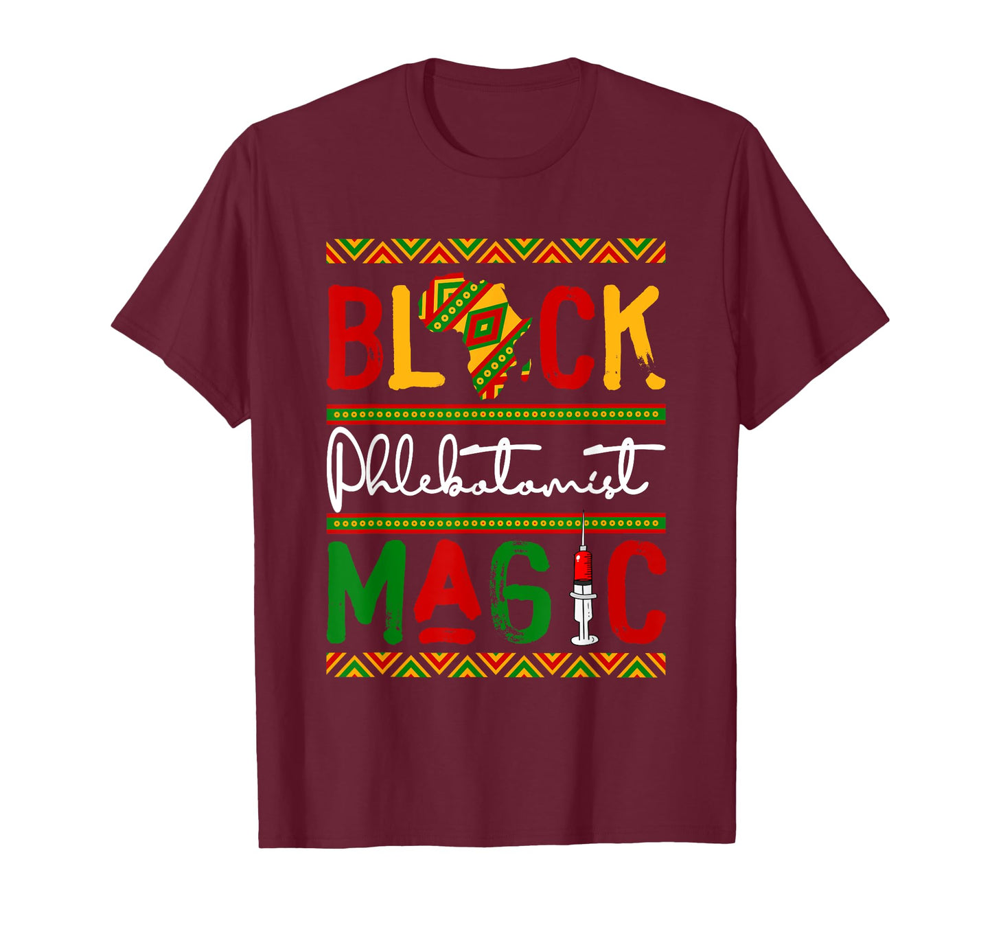 Black Costume Phlebotomist Proud Black History Month Afro T-Shirt