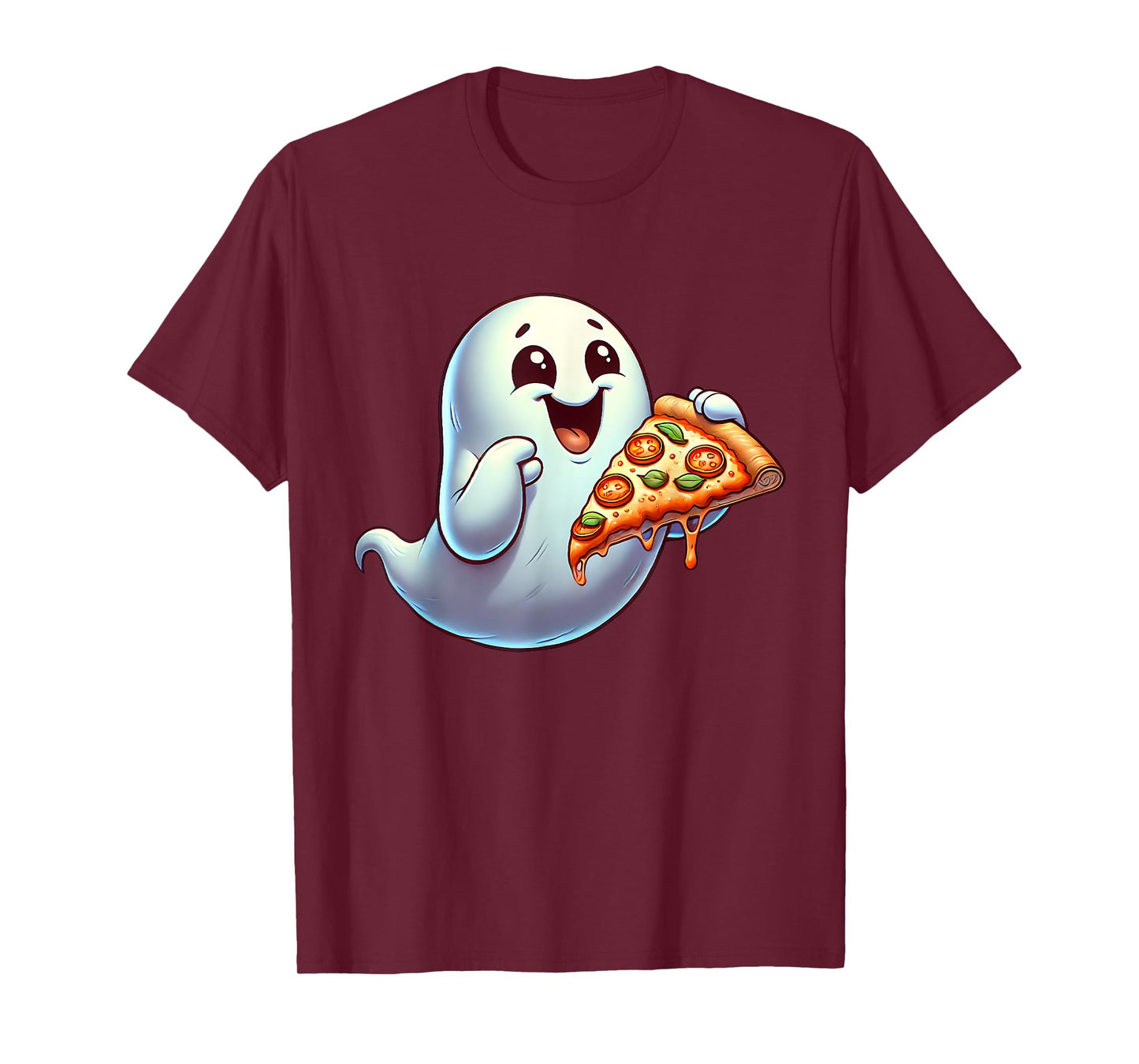 Ghost Eating Pizza Halloween Men Women Kids T-Shirt