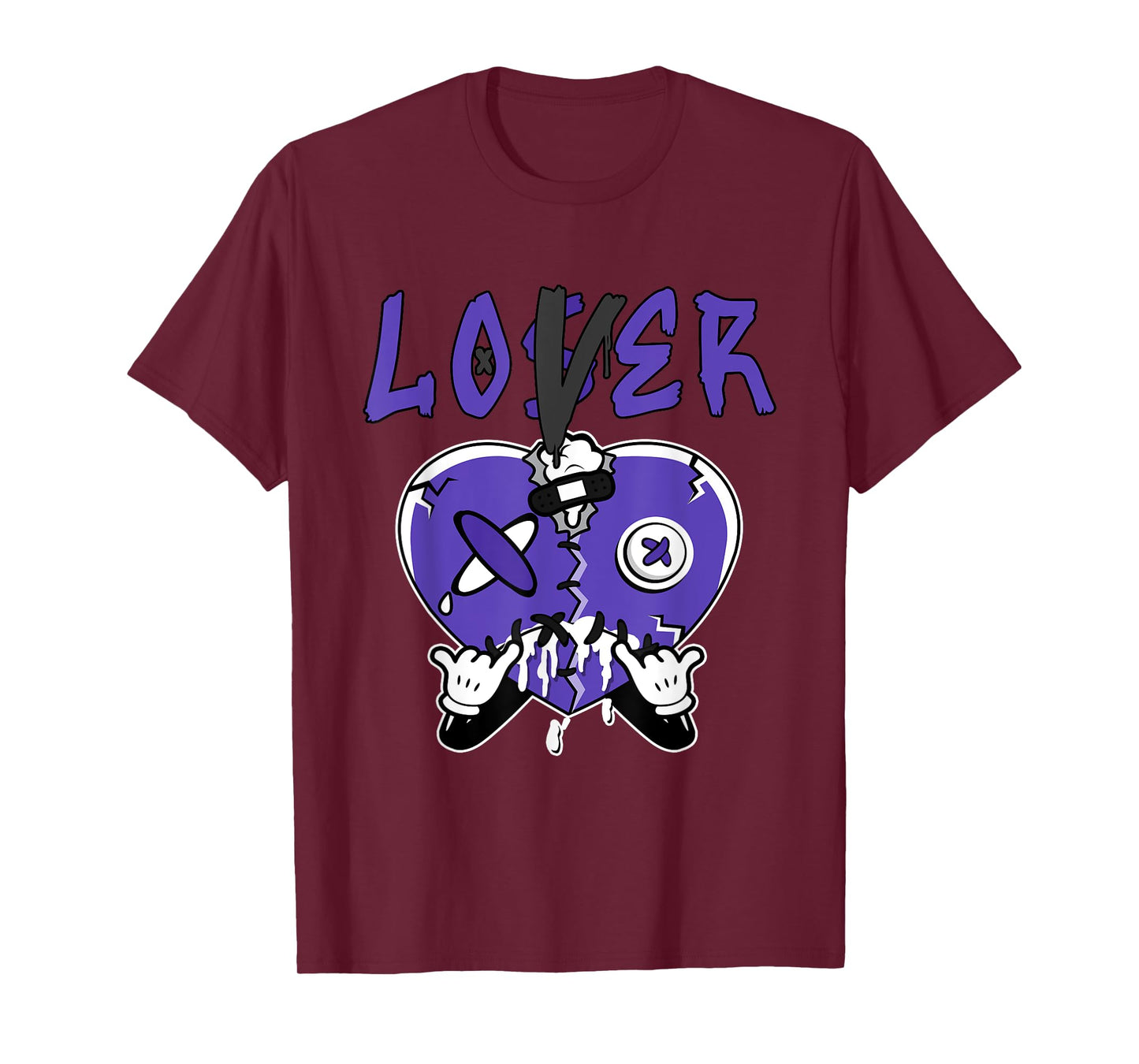 Loser Love Drip Heart Matching Black Field Purple 12s T-Shirt