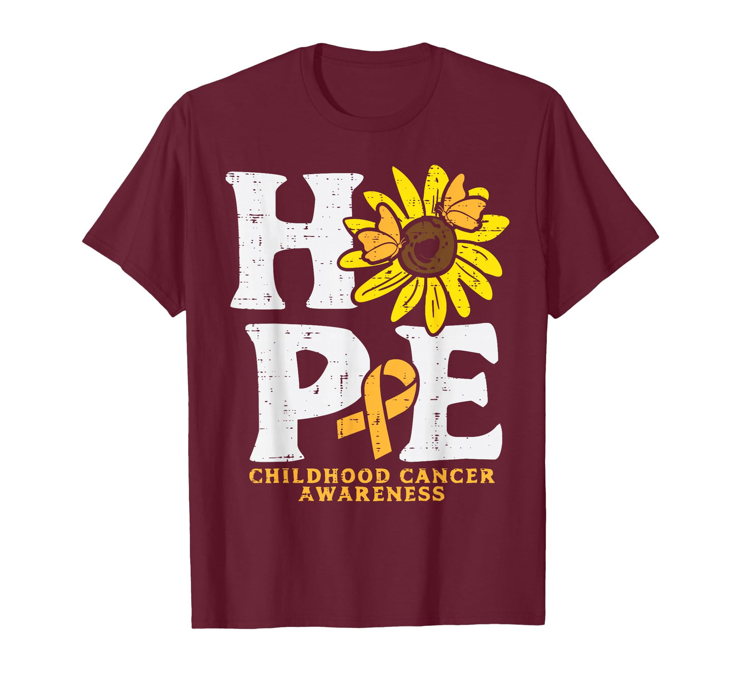 Hope Sunflower Childhood Cancer Awareness Men Women Kids T-Shirt