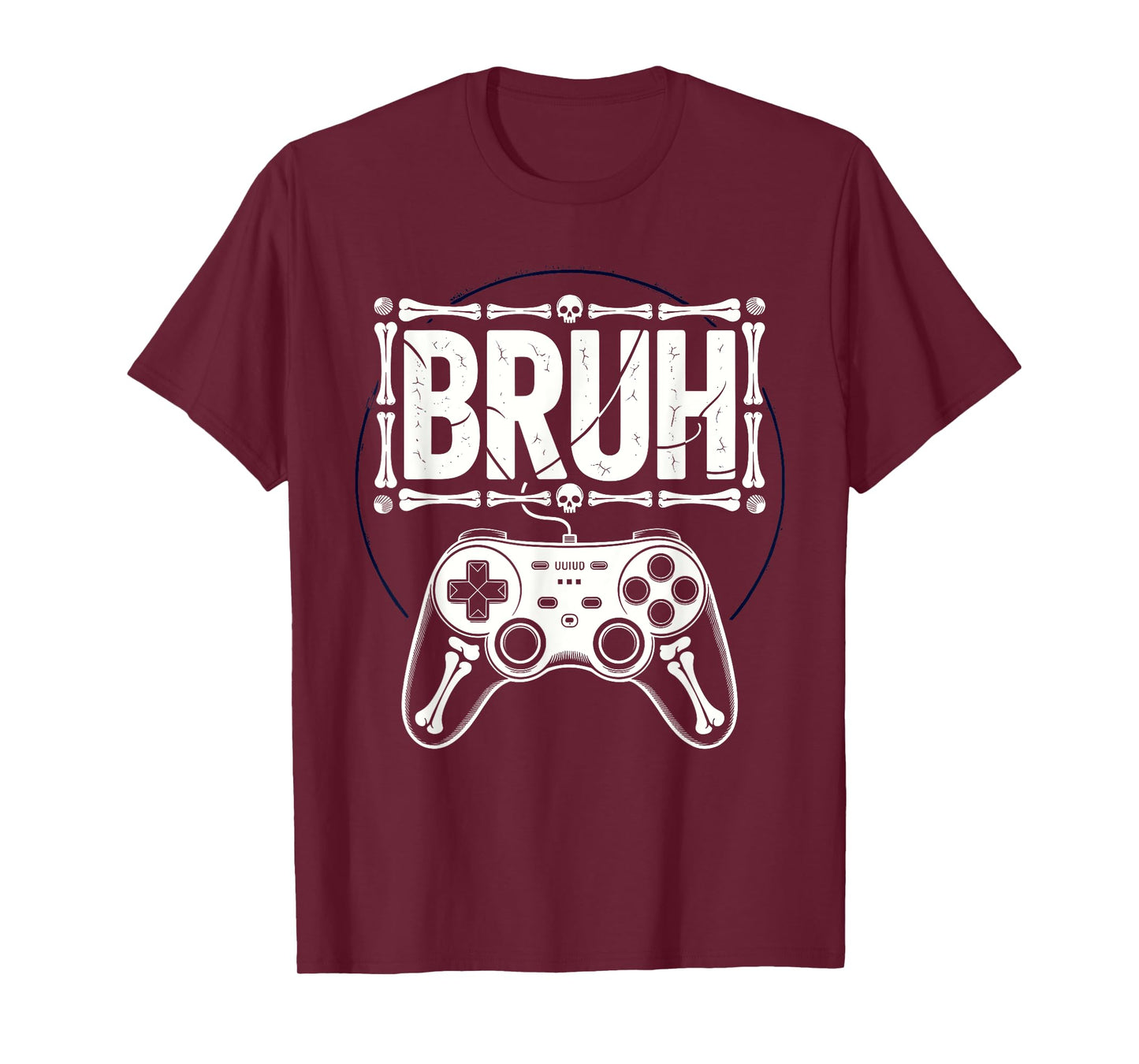 Bruh Skeleton Gamer Halloween Funny Video Gaming Kids T-Shirt