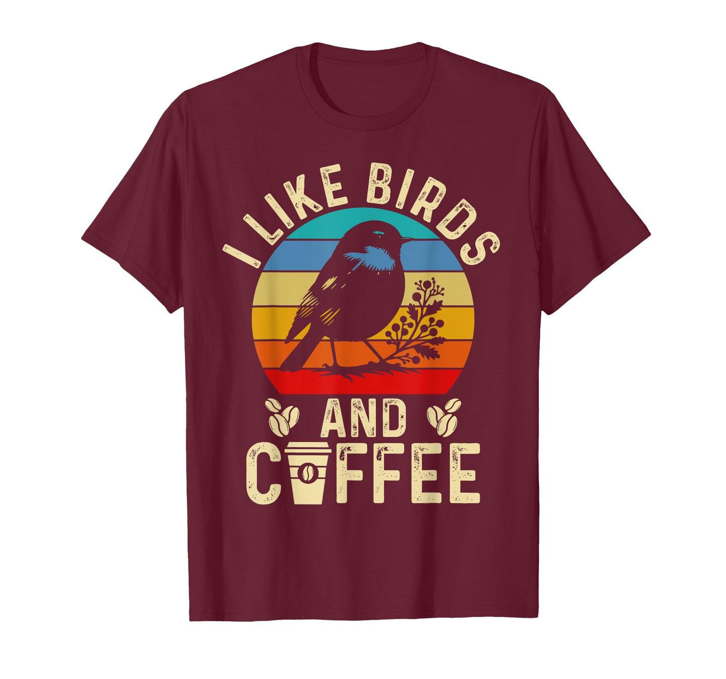 I Like Birds And Coffee Vintage Style Bird Watching T-Shirt
