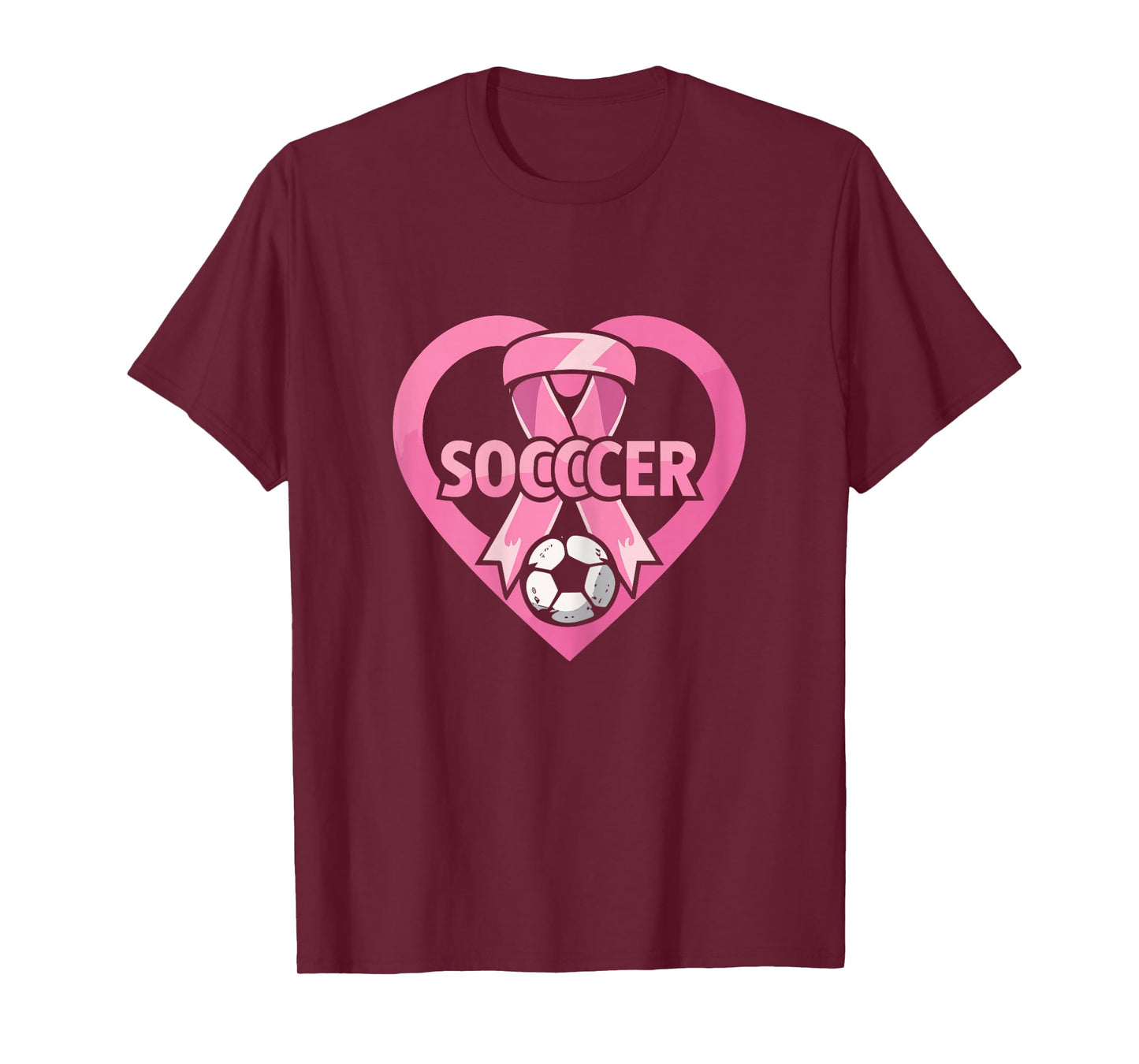 Soccer Pink Ribbon Heart Cool Breast Cancer Awareness Sport T-Shirt