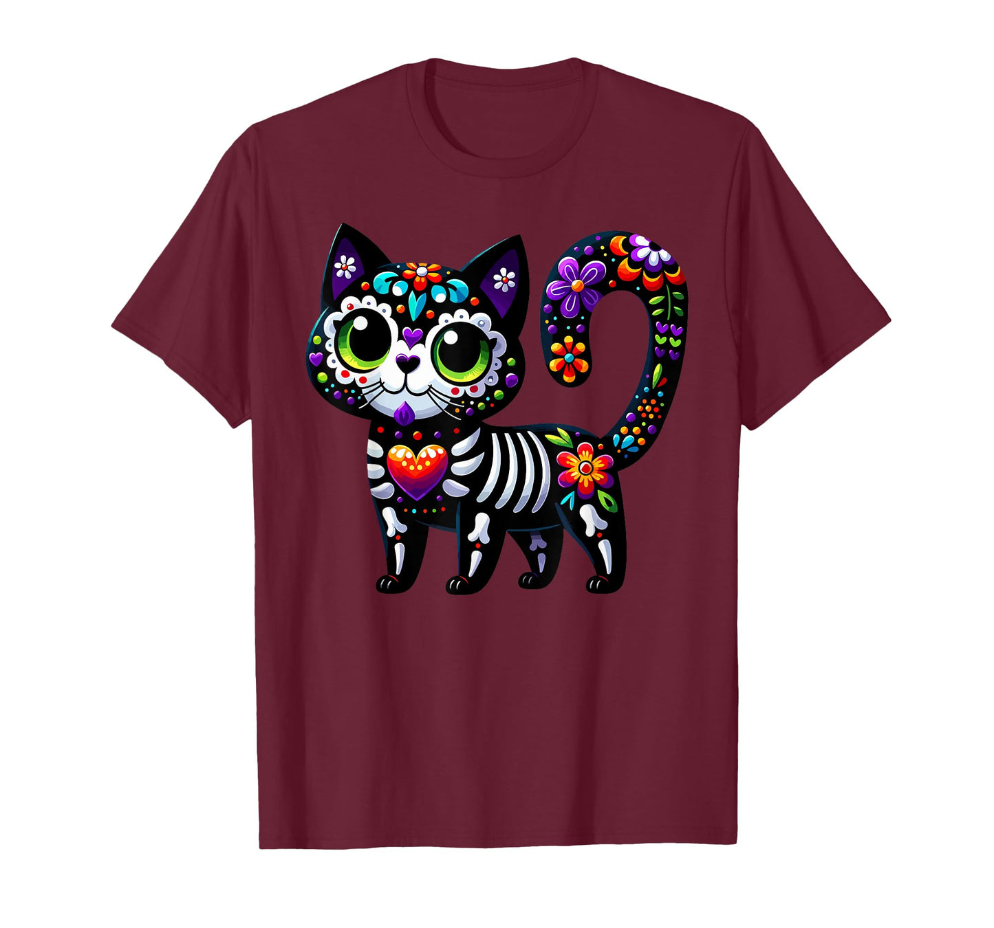 Dia De Los Muertos Cinco De Mayo Cat Sugar Skull Men Women T-Shirt