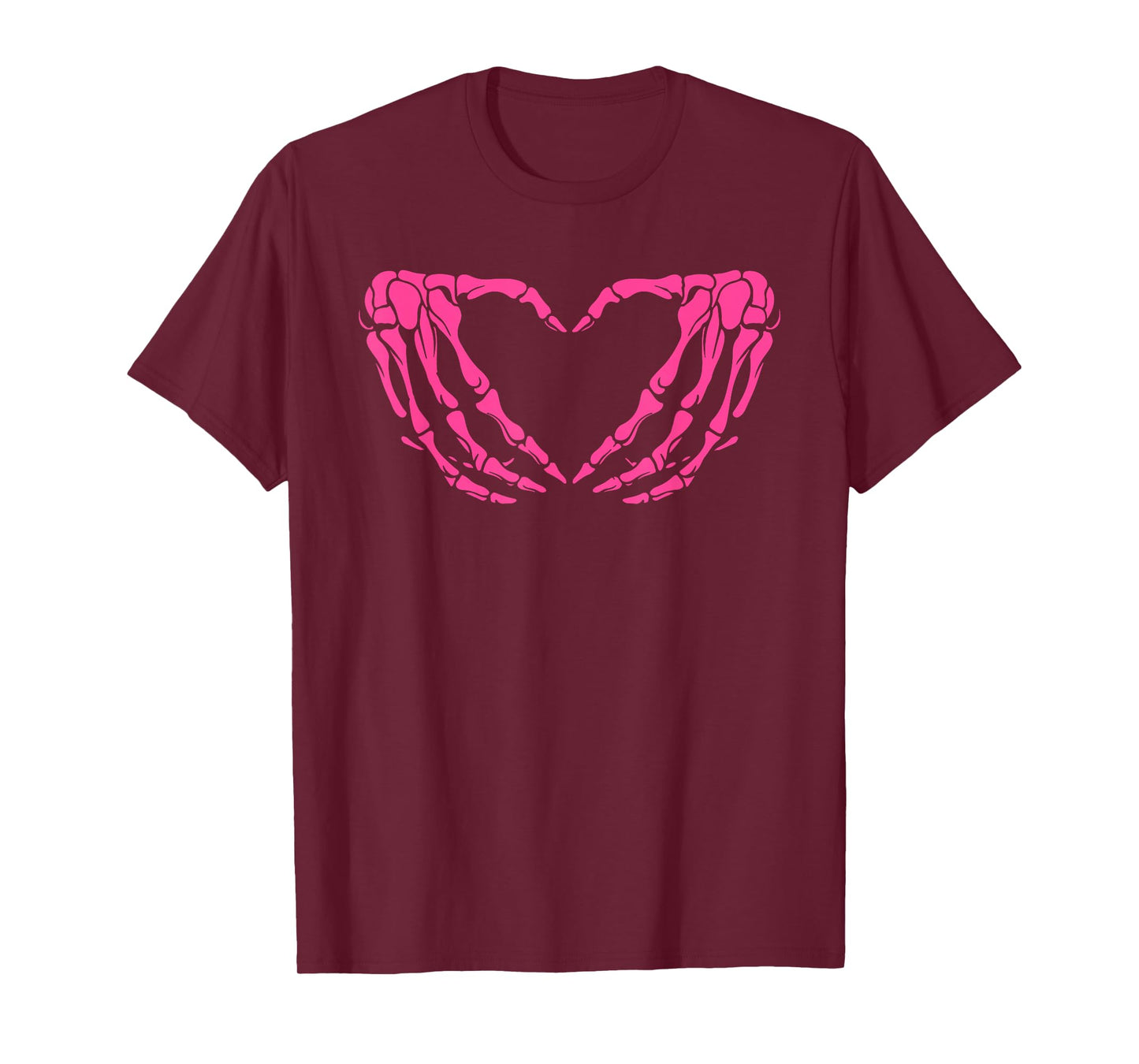 Pink Skeleton Hands Heart Breast Cancer Awareness T-Shirt