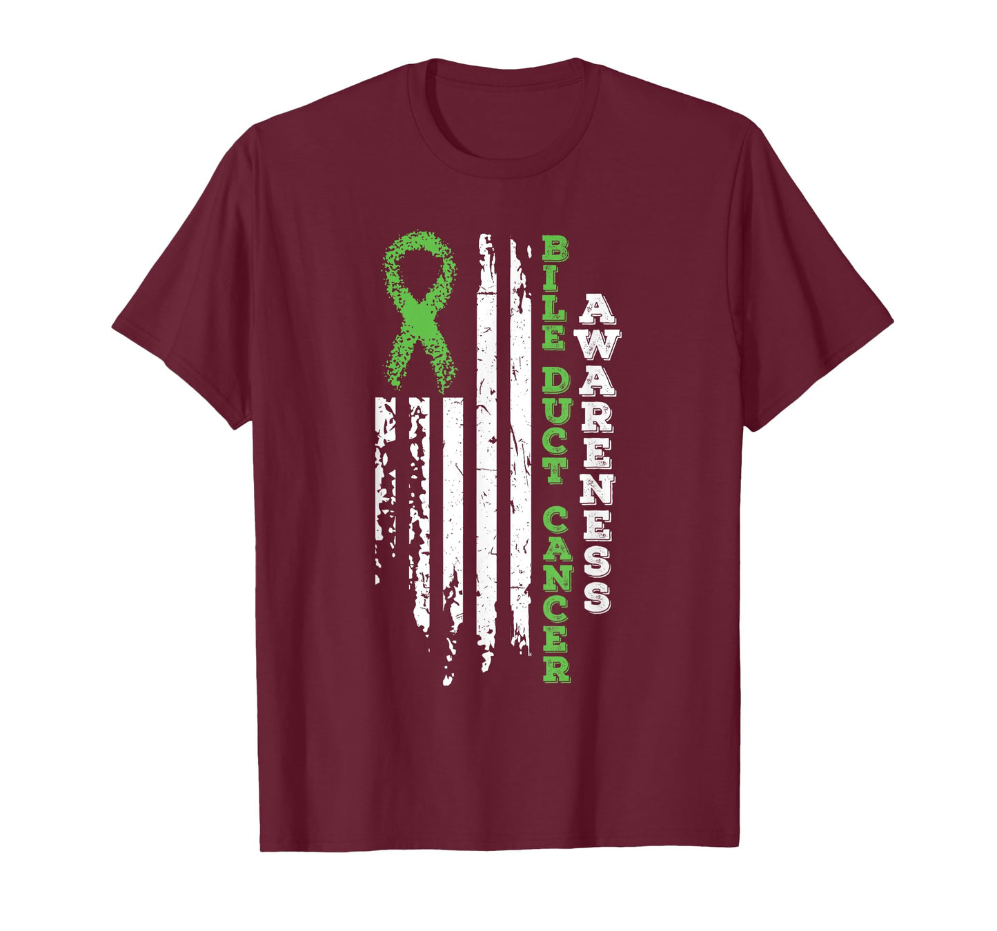 USA Flag Bile Duct Cancer Awareness Cancer Ribbon T Shirt V2 T-Shirt