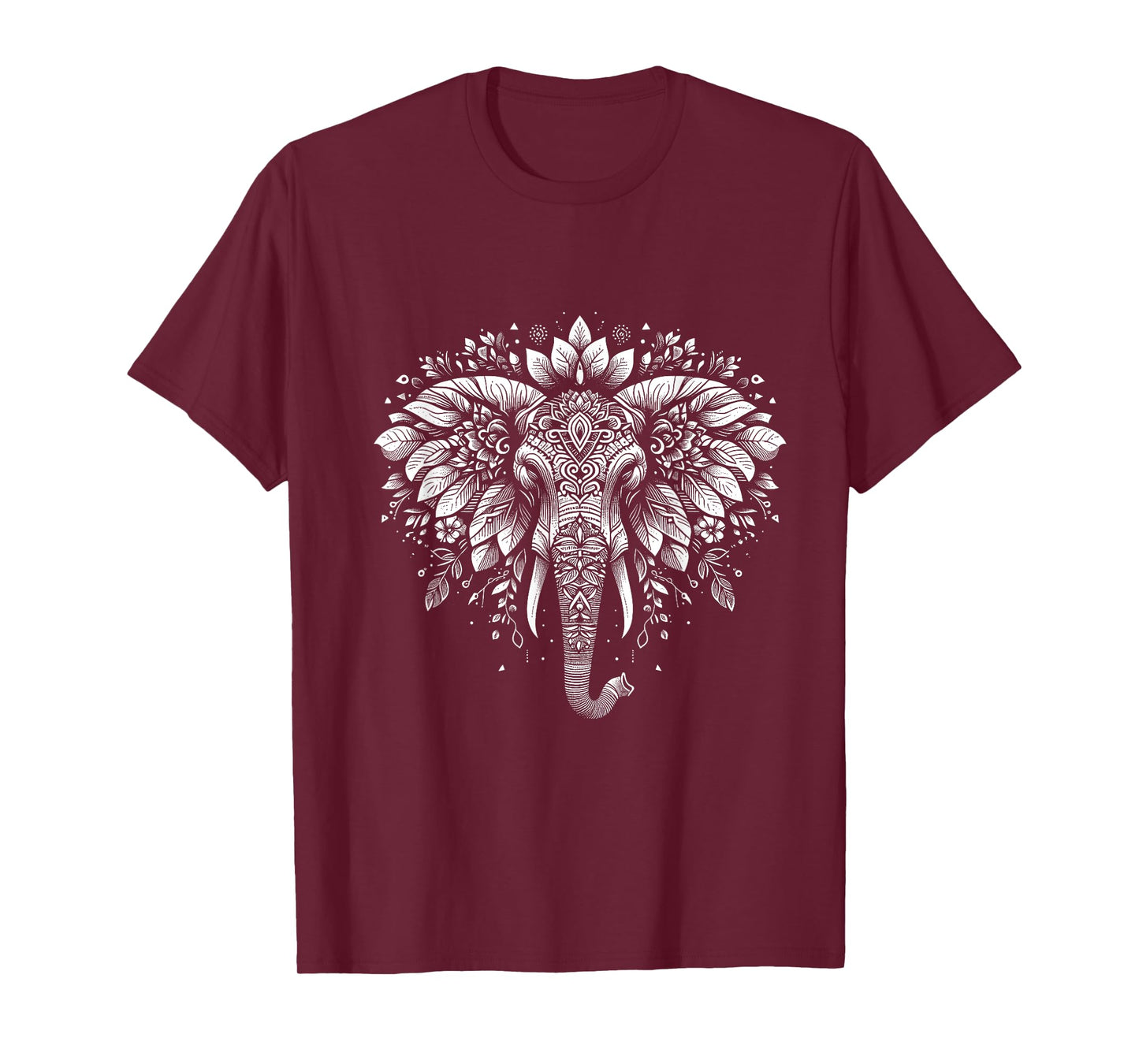 Elephant floral Mandala Cute Silhouette T-Shirt