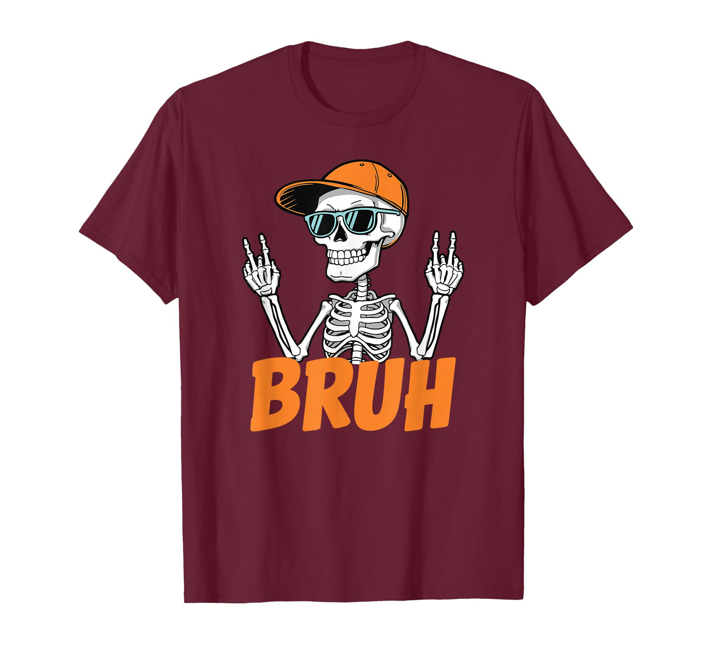 Bruh Dabbing Skeleton Halloween Boys Pumpkin Jack O Lantern T-Shirt