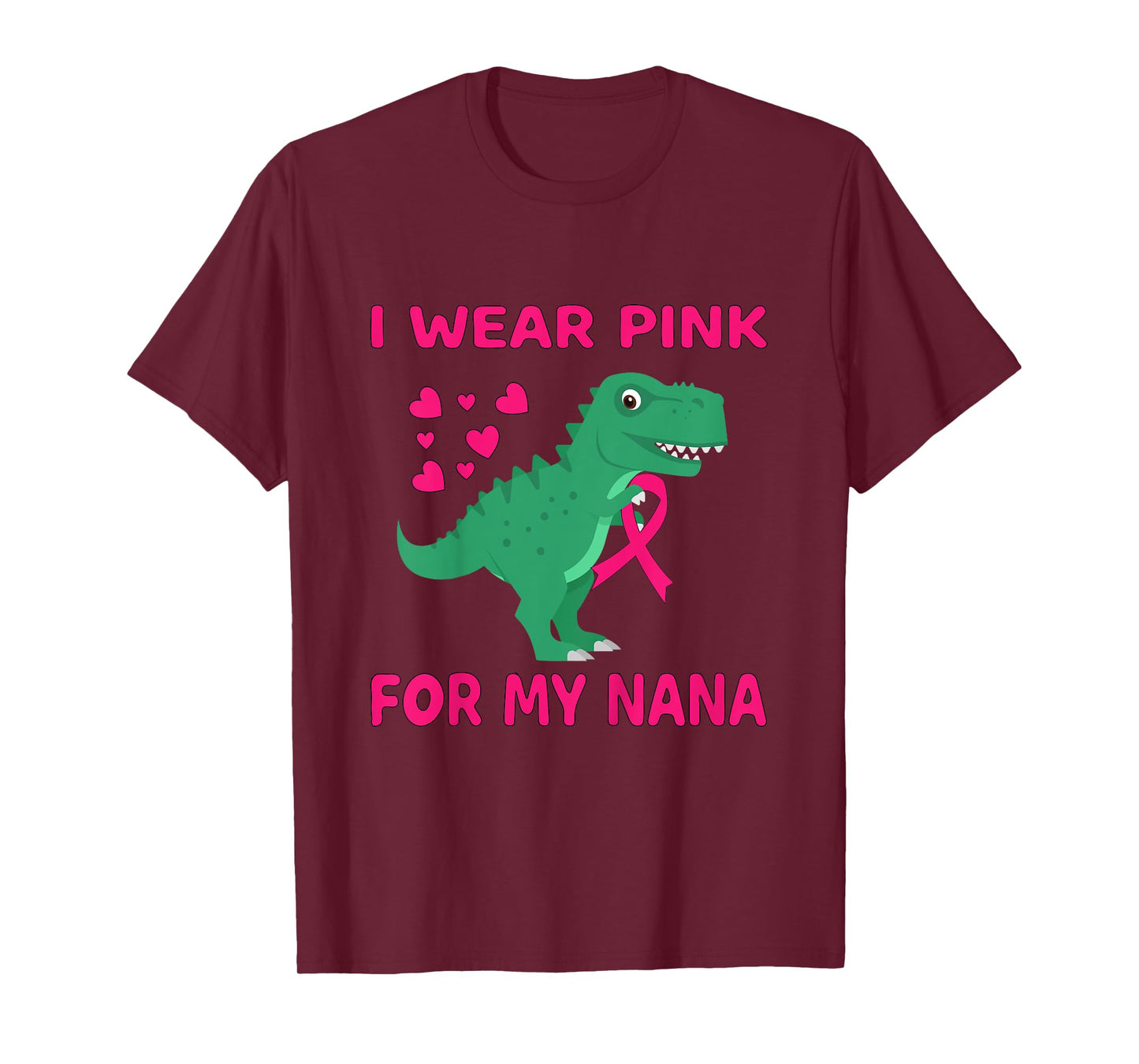 I wear Pink for my Nana Breast Cancer Trex Dino Kids Toddler T-Shirt