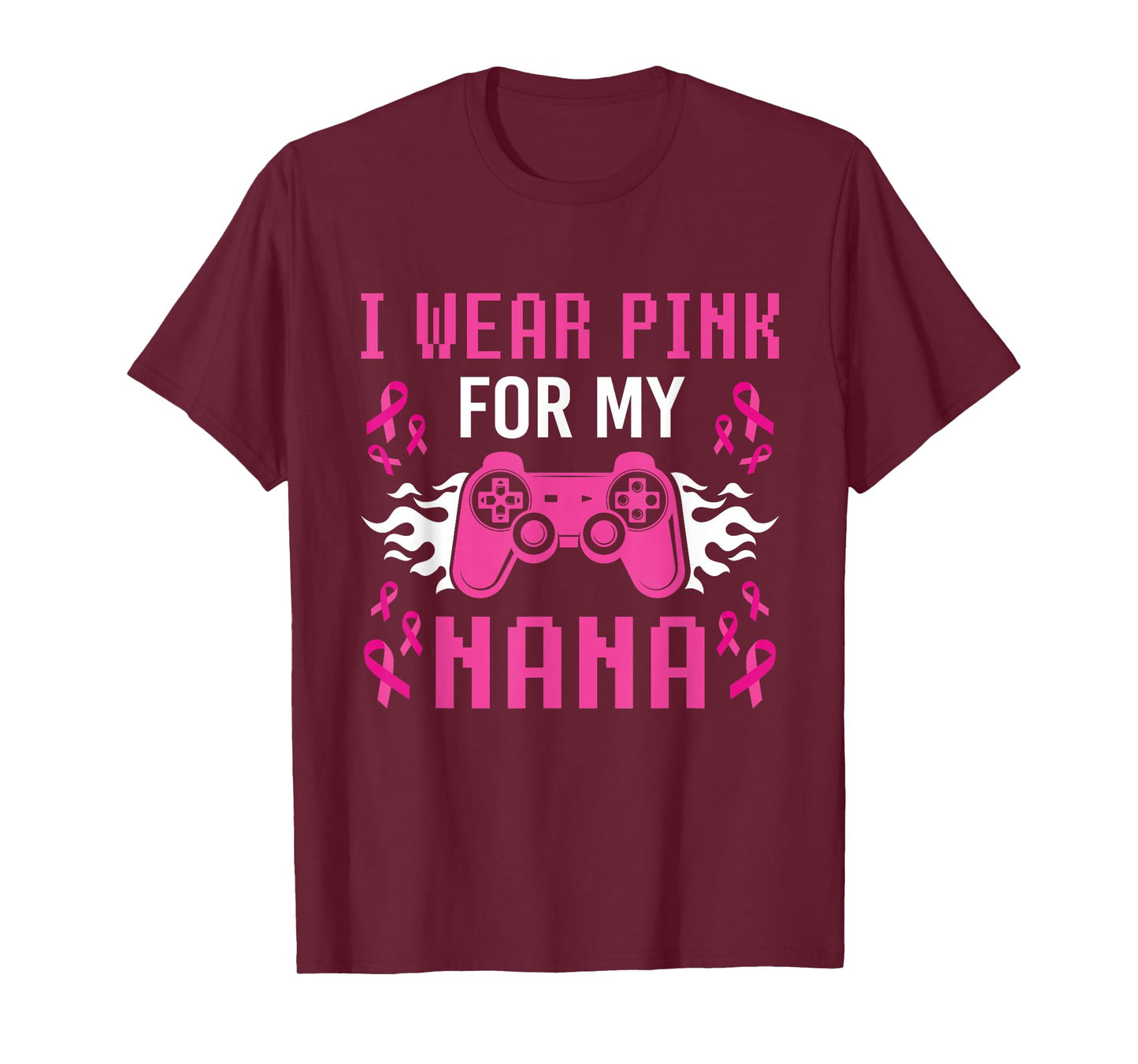 I Wear Pink For My Nana Breast Cancer Gaming Kids Boys Youth T-Shirt