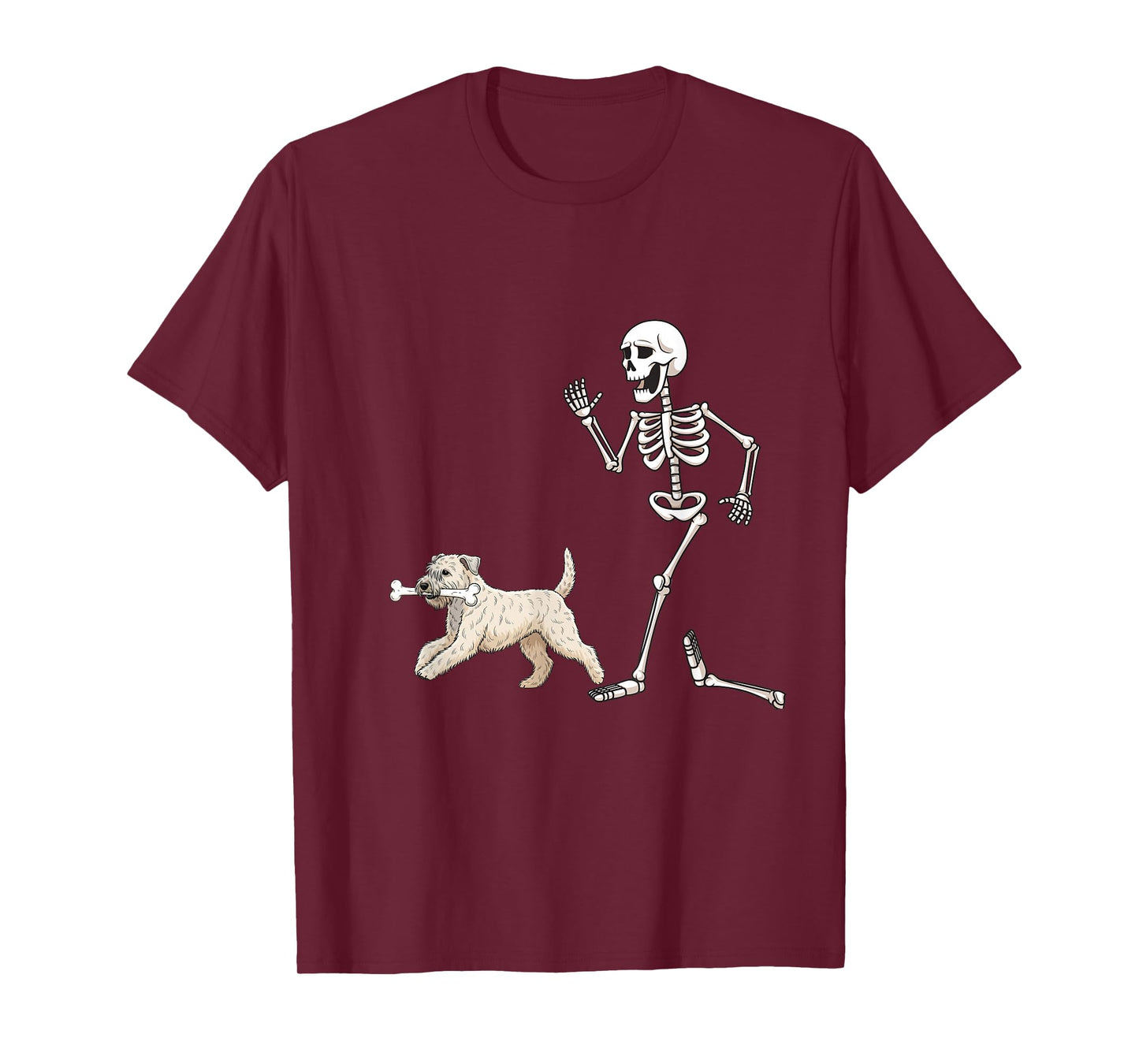 Funny Halloween Soft Coated Wheaten Terrier and Skeleton T-Shirt