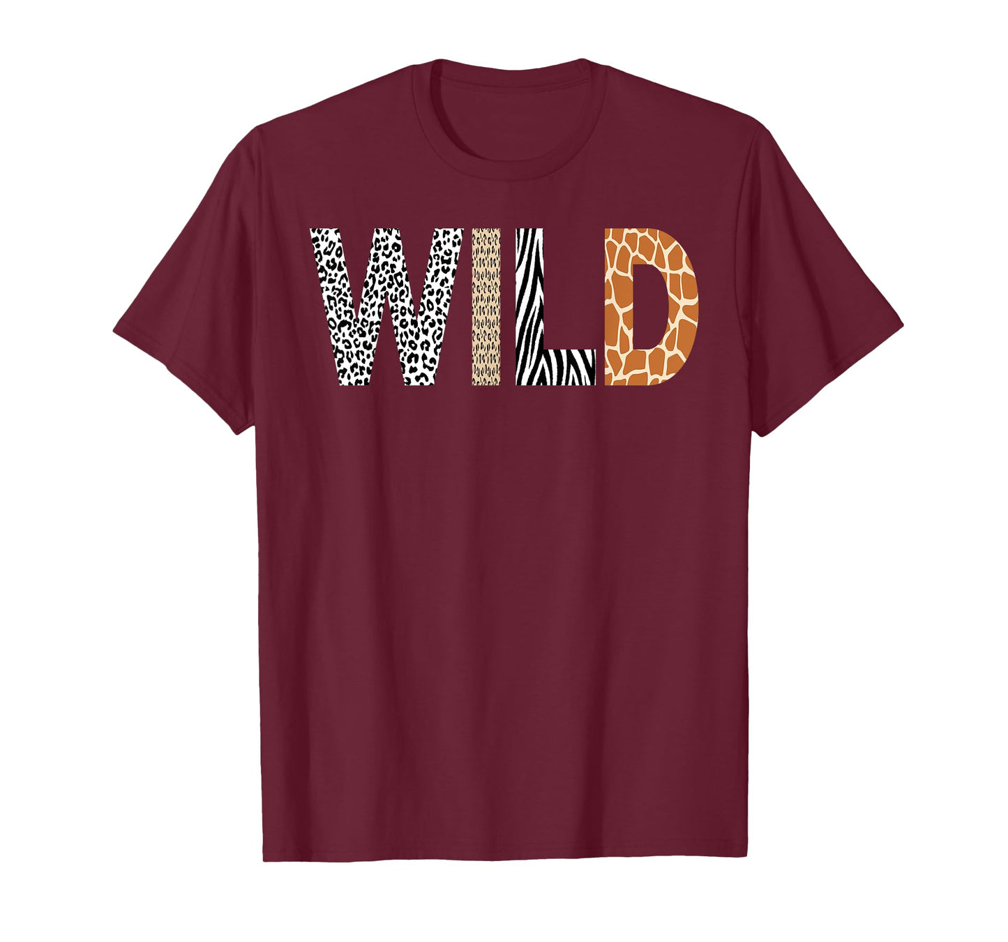 Wild Animal Pattern Giraffe Wolf Leopard Zebra Animal Print T-Shirt