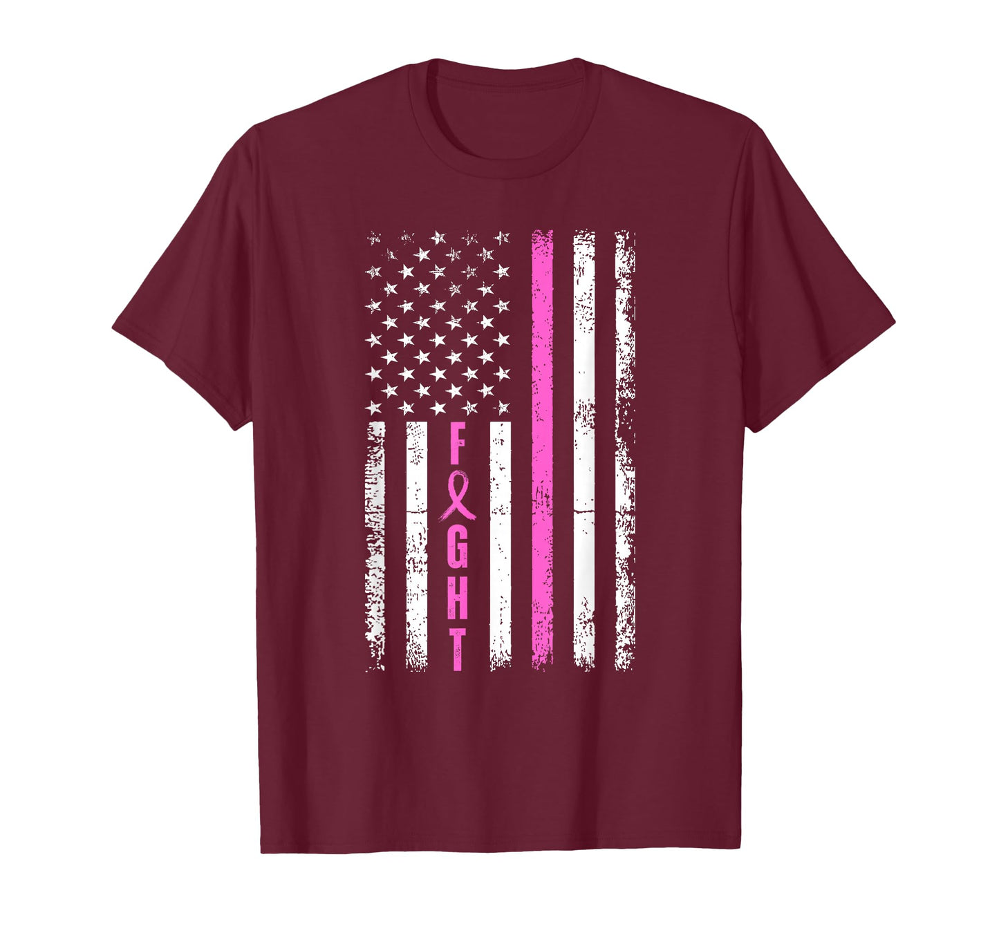 Fight Breast Survivor American Flag Breast Cancer Awareness T-Shirt