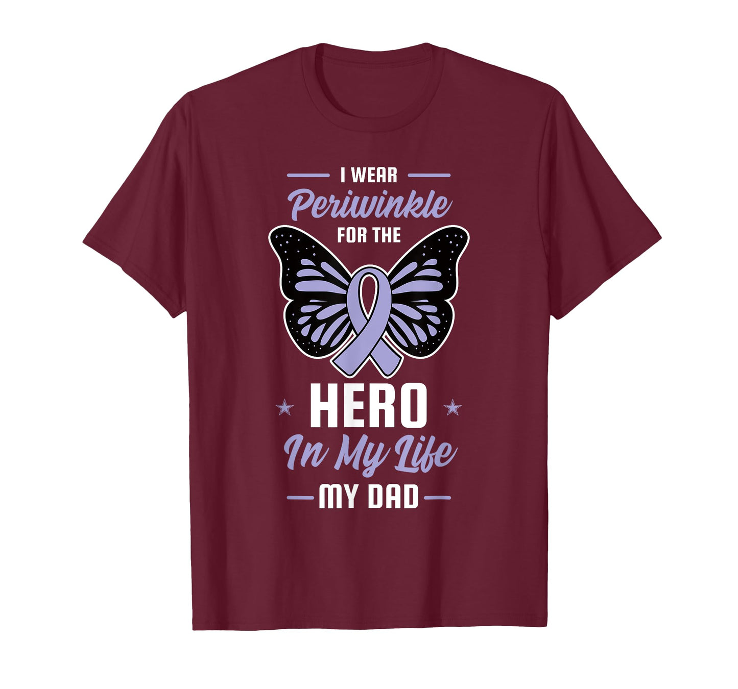 Stomach Cancer Awareness Periwinkle Ribbon Hero Dad Gift T-Shirt