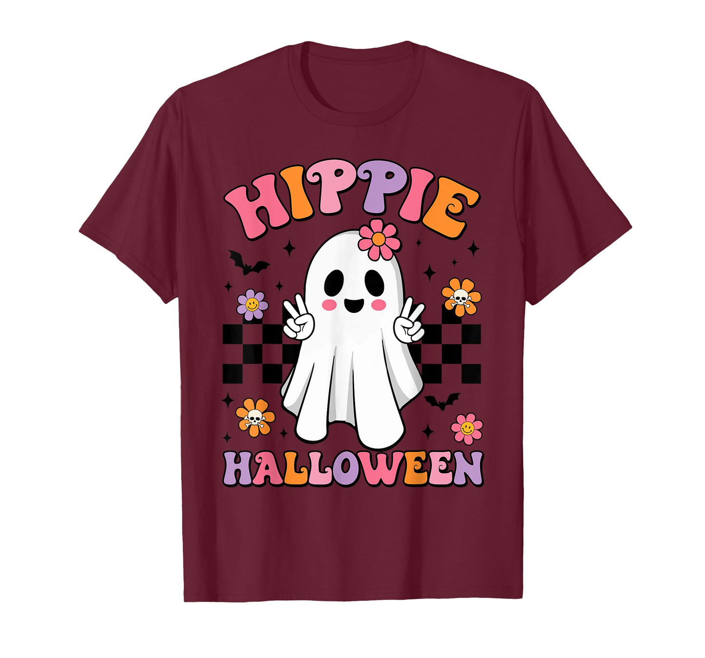 Groovy Boo Hippie Halloween Peace Ghost Halloween Girl Women T-Shirt