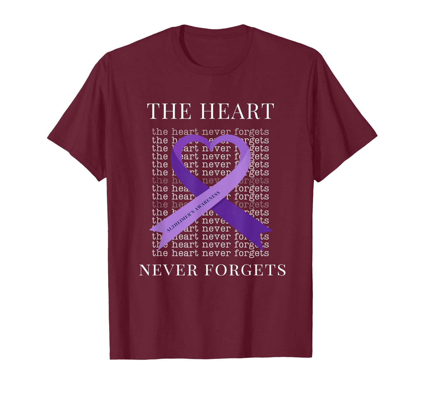 Alzheimer's Awareness The Heart Never Forgets Purple Support T-Shirt