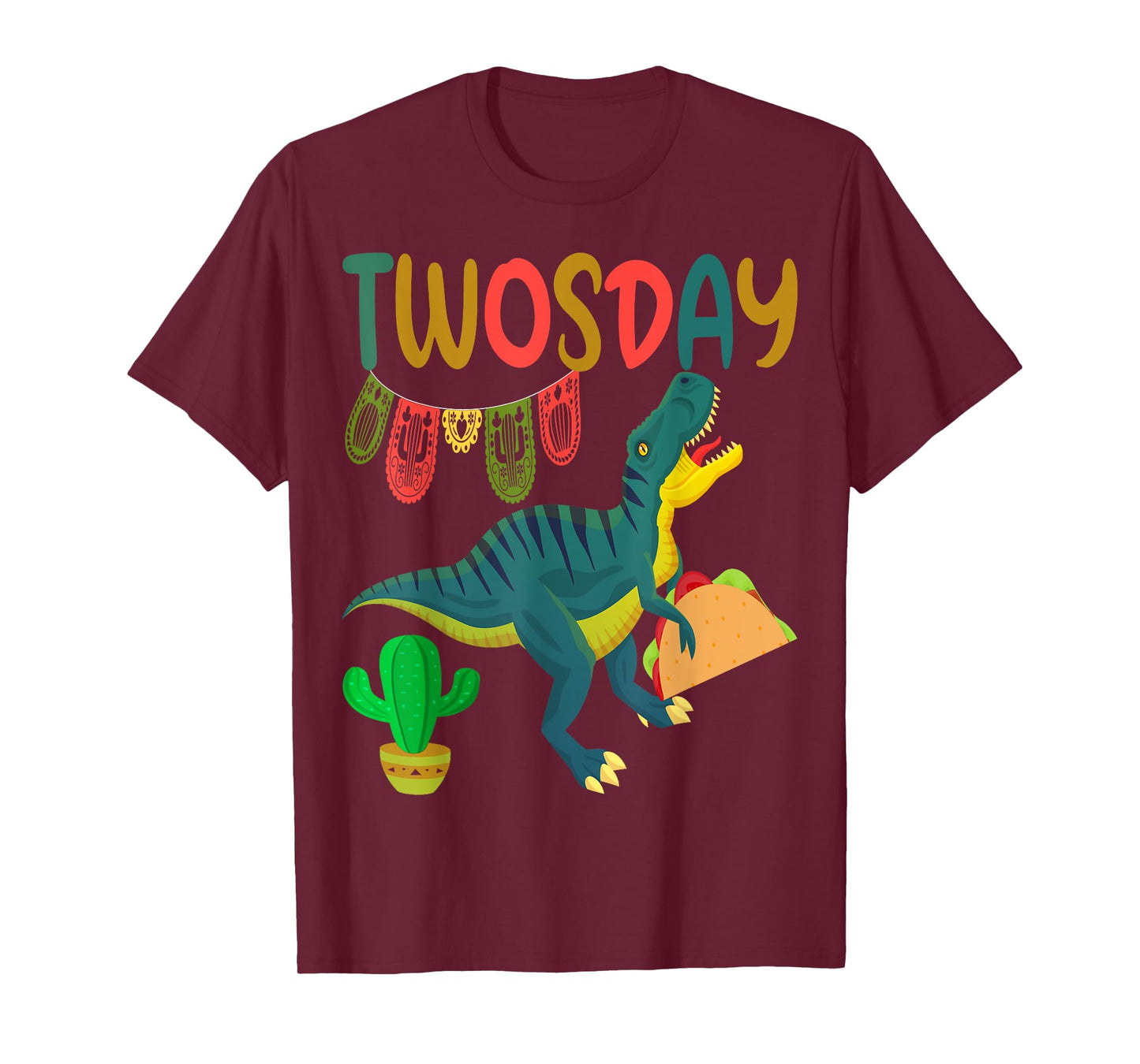 Taco Twosday Toddler Dinosaur 2nd Birthday Cinco De Mayo T-Shirt