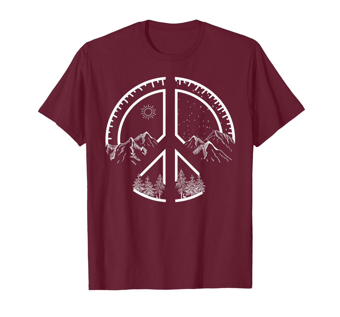Four Seasons Peace Sign Outdoor Adventure Hippie Retro 60s T-Shirt