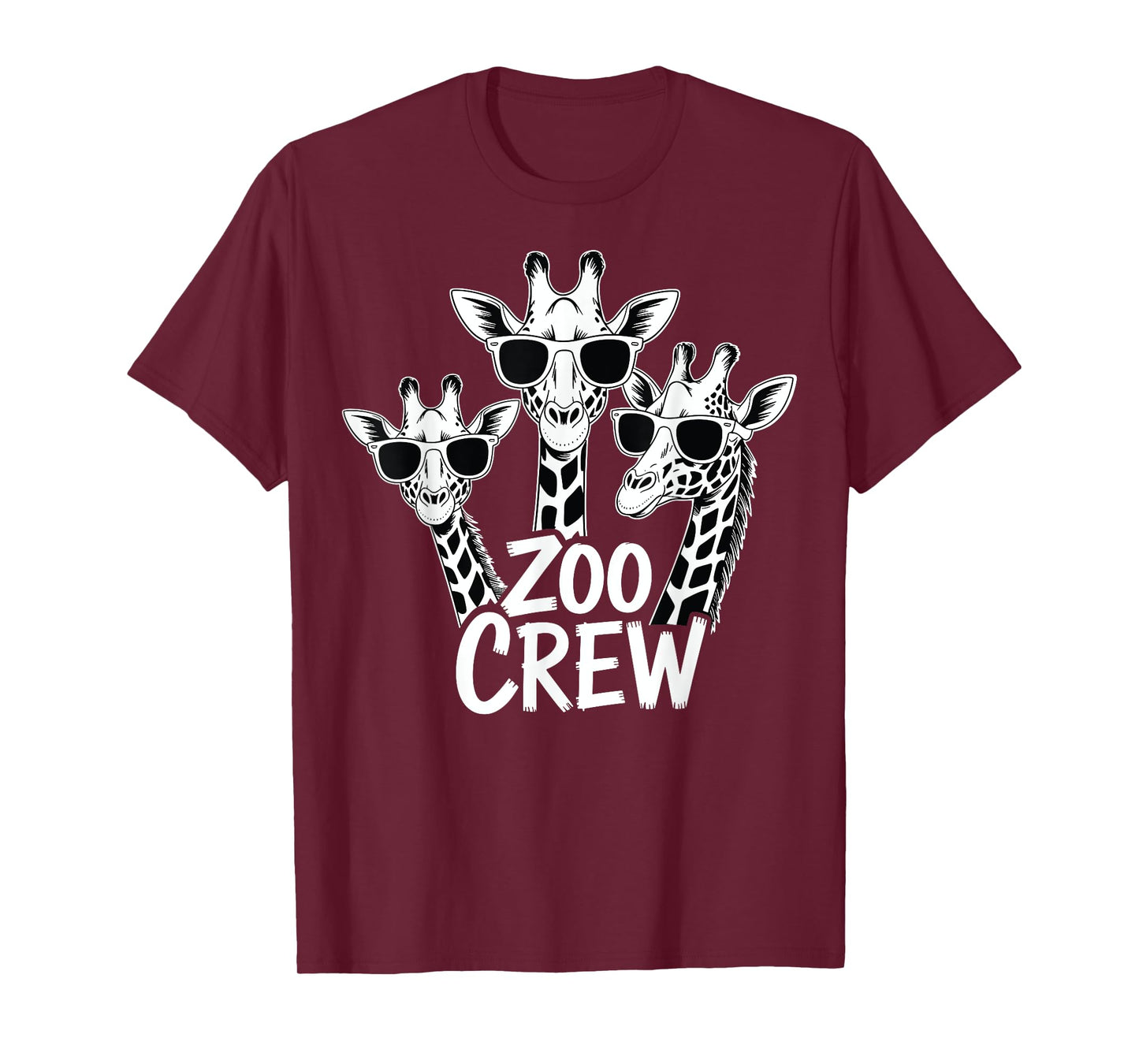 Giraffe Wearing Sunglasses Safari Animals Lover Zoo Crew T-Shirt