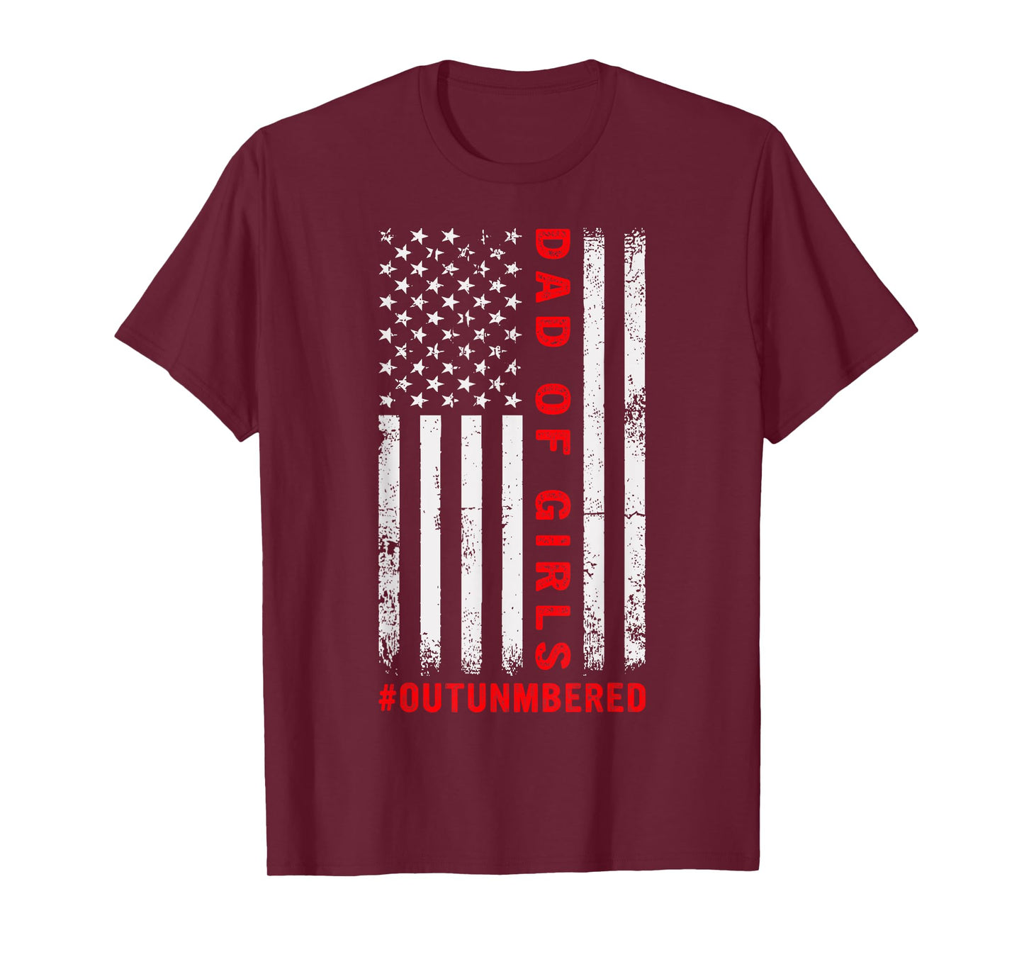 Mens Dad Of Girls Outnumbered Vintage American Flag 4th Of July T-Shirt