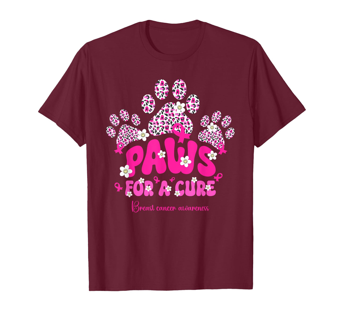 Paws for A Cure Breast Cancer Dog Lover Warrior Dog Paw T-Shirt for Men Women Girls Kids