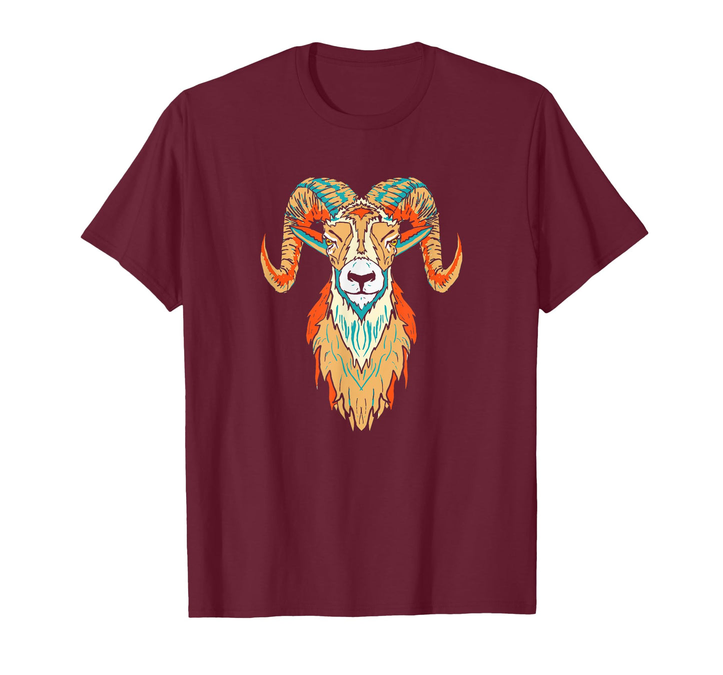 Artistic Big Horn Sheep Ram Head 80s Vibe Sketch Graphic T-Shirt