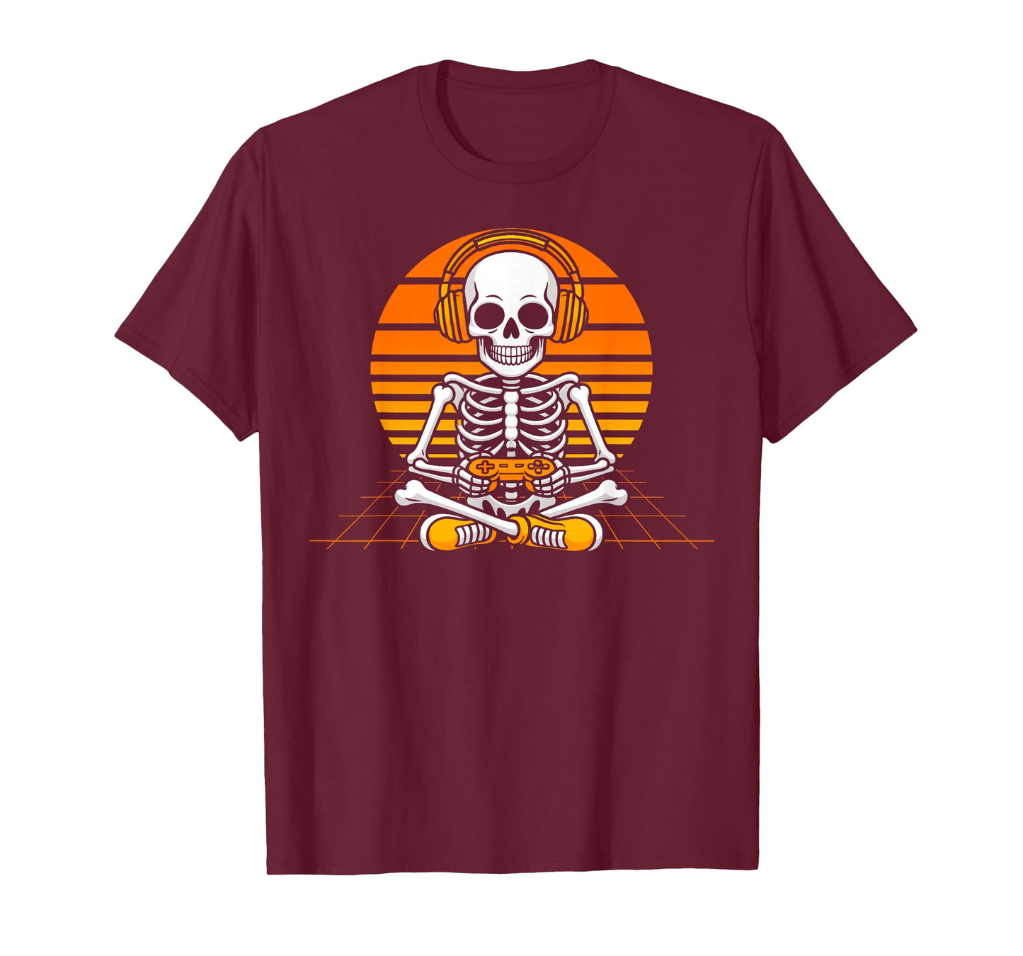Funny Gaming Hallowen Skeleton Gamer Video Kids Boys T-Shirt