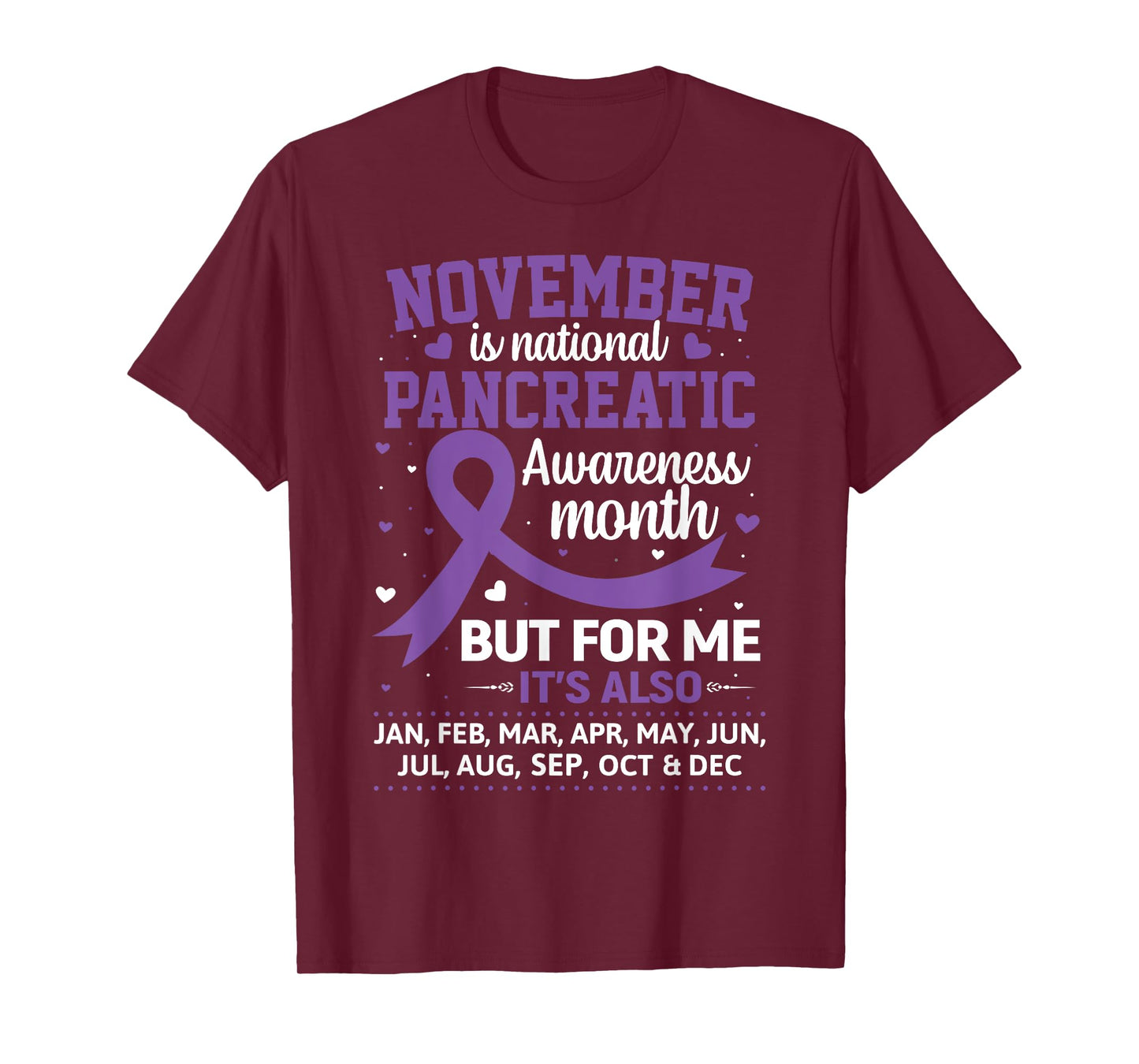 November is Pancreatic Cancer Awareness Purple Ribbon T-Shirt